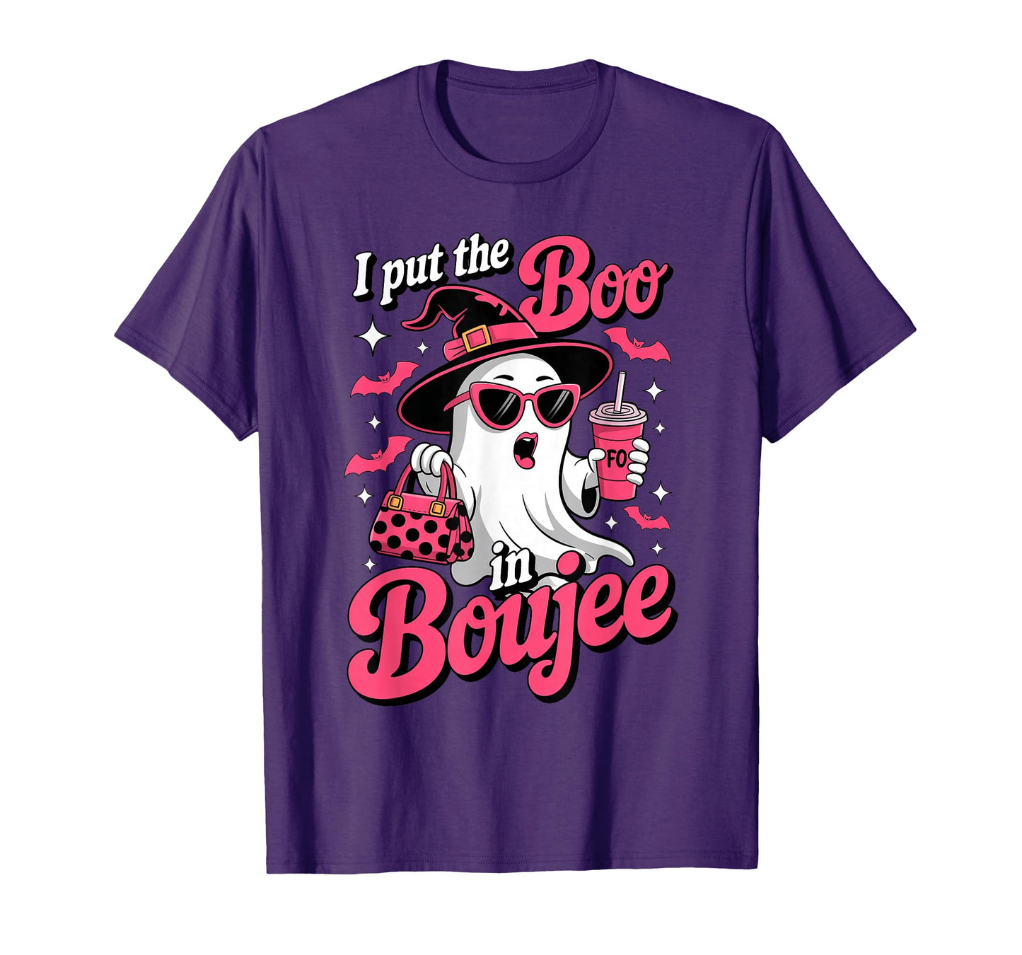 Ghost Boujee Witch Hat Coffee Halloween Costume Womens Girls T-Shirt