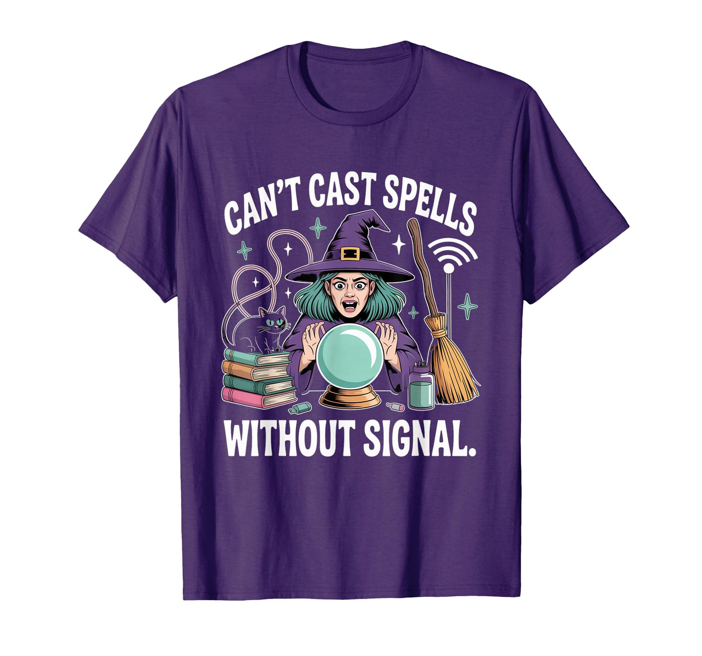 Witch Can't Cast Spells Without Signal Funny Halloween T-Shirt
