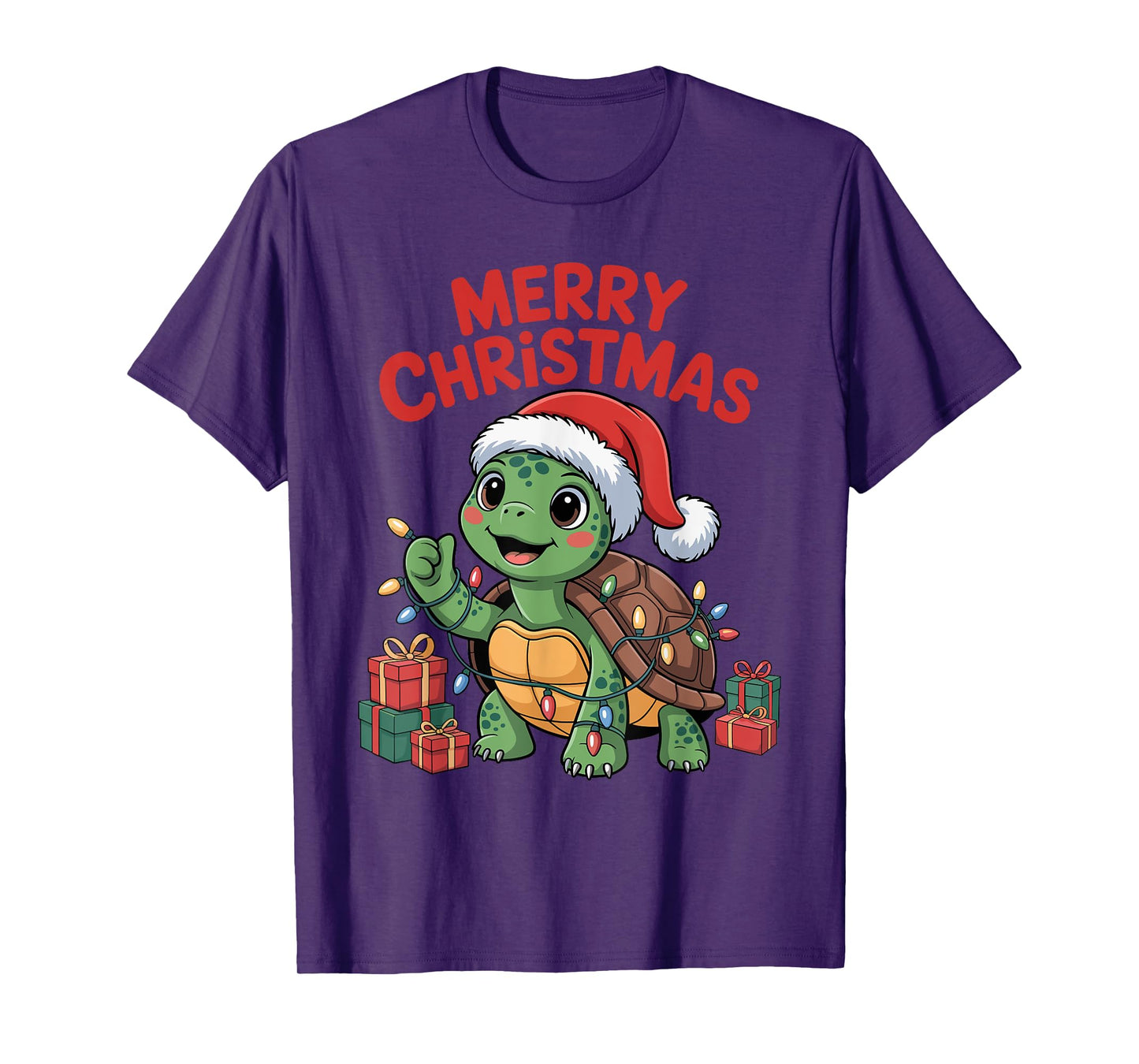 Funny Turtle Santa Hat Animals Lovers Ugly Christmas Pajamas T-Shirt