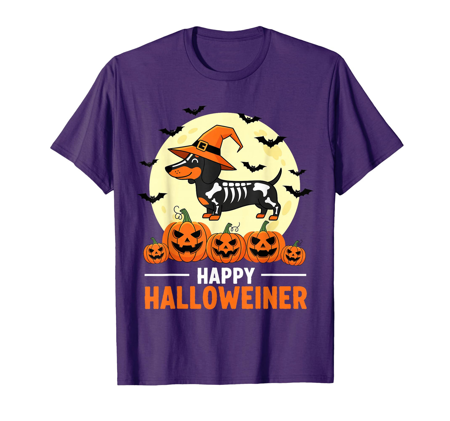 Happy Halloweiner Funny Halloween Dachshund Witch Skeleton T-Shirt