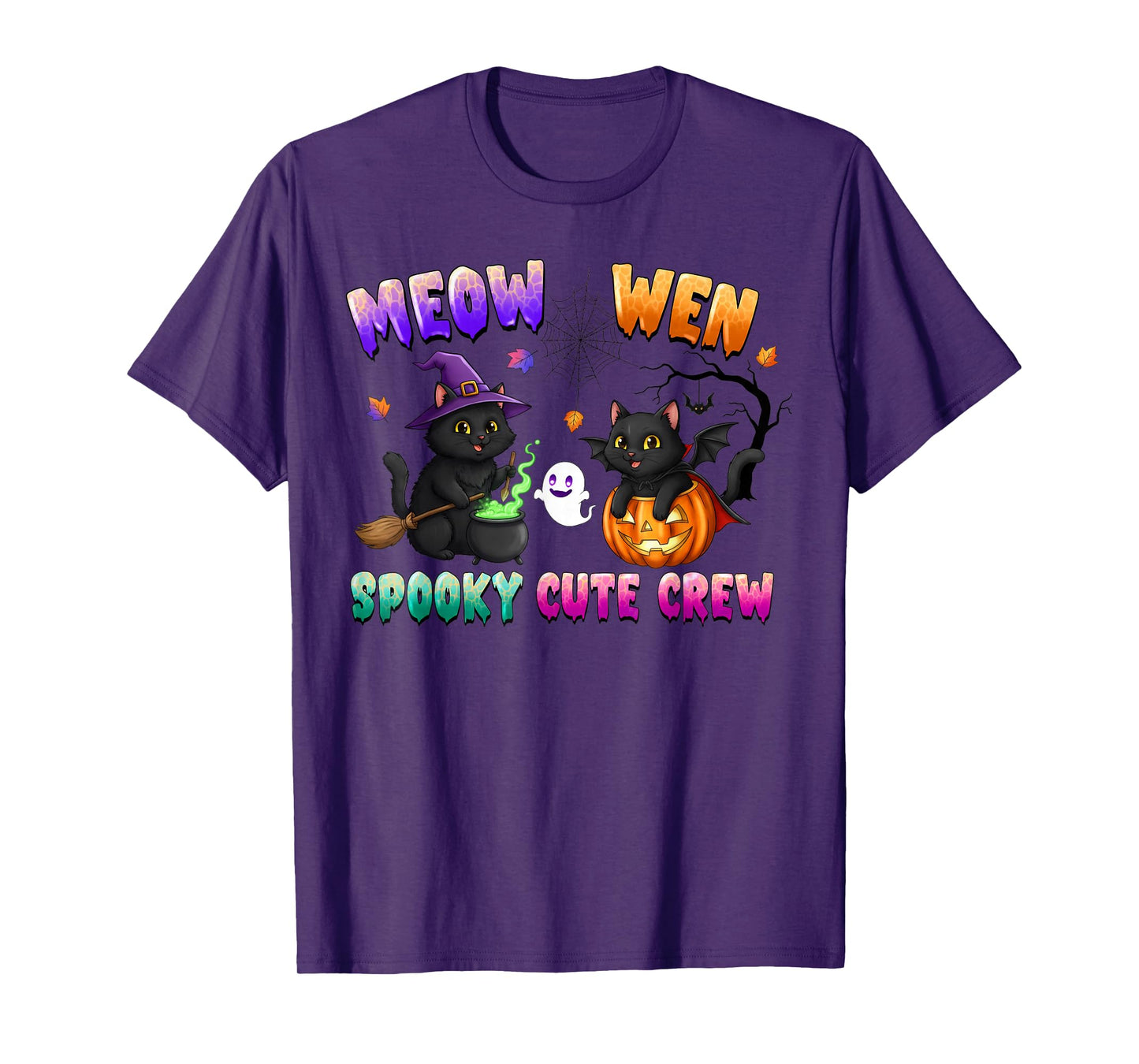 Meow Wen Spooky Crew Halloween Funny Spooky Cat for Women T-Shirt
