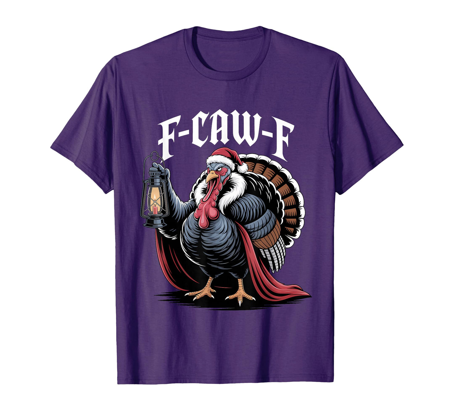 F CAW F Turkey Christmas Santa Hat Lantern T-Shirt