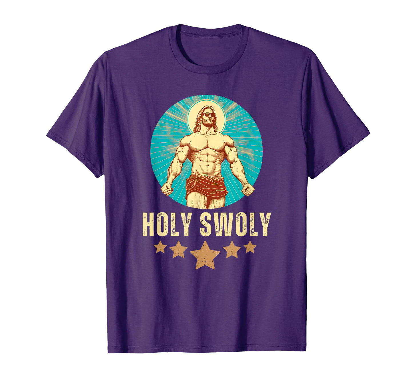 Bodybuilding Jesus Fitness Holy Swoly Funny Gym T-Shirt
