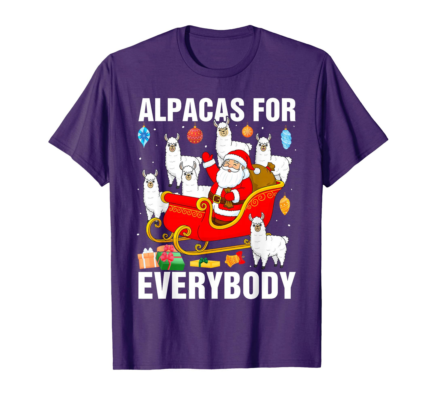 Alpacas for Everybody Santa Sled Funny Christmas Alpaca T-Shirt
