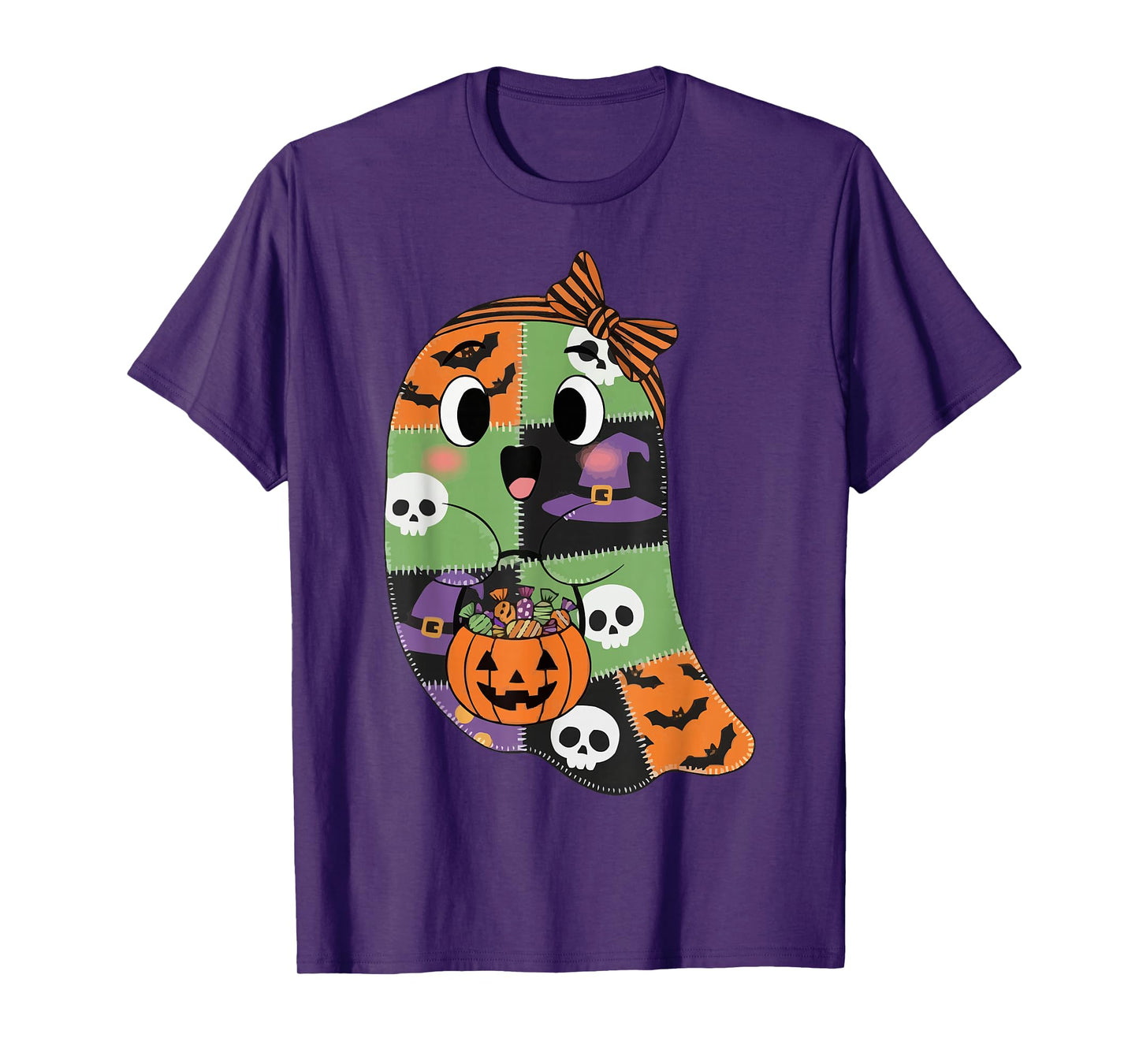 Halloween Patchwork Ghost with Candy T-Shirt