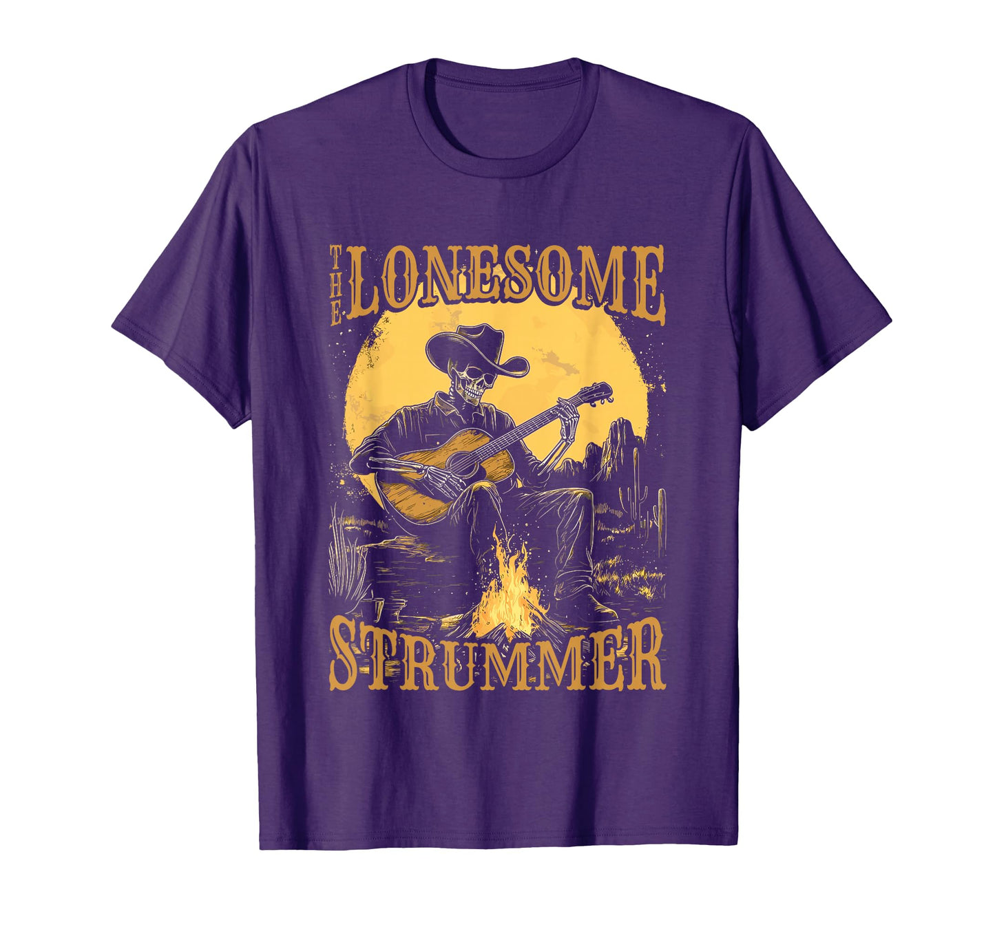The Lonesome Strummer Acoustic Guitar Playing Skeleton T-Shirt