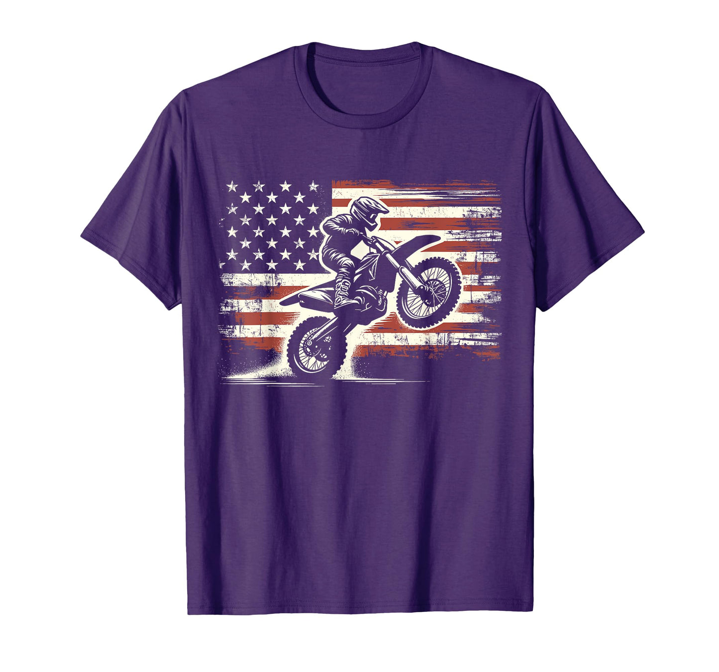 Dirt Bike American Flag Motocross Biker Vintage USA T-Shirt for Women Girls Kids Men