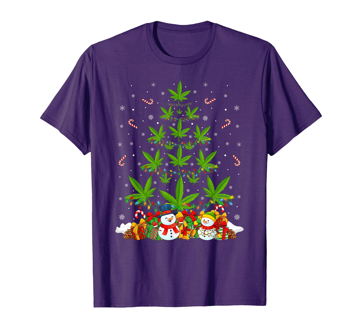 Marijuana Leaf Christmas Tree Cannabis Weed Stoner Xmas T-Shirt