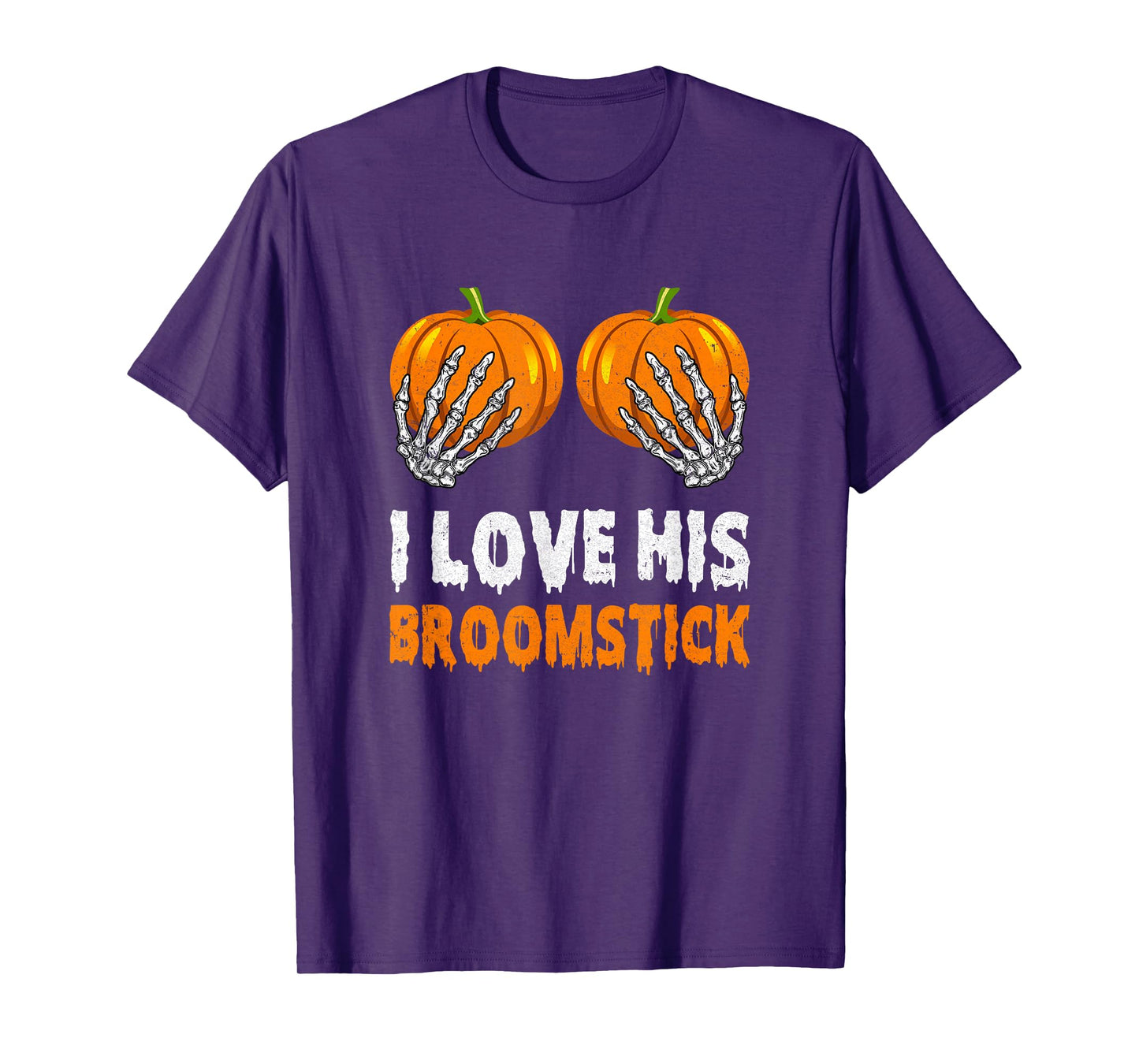 I Love His Broomstick I Love Her Pumpkins Halloween Couples T-Shirt