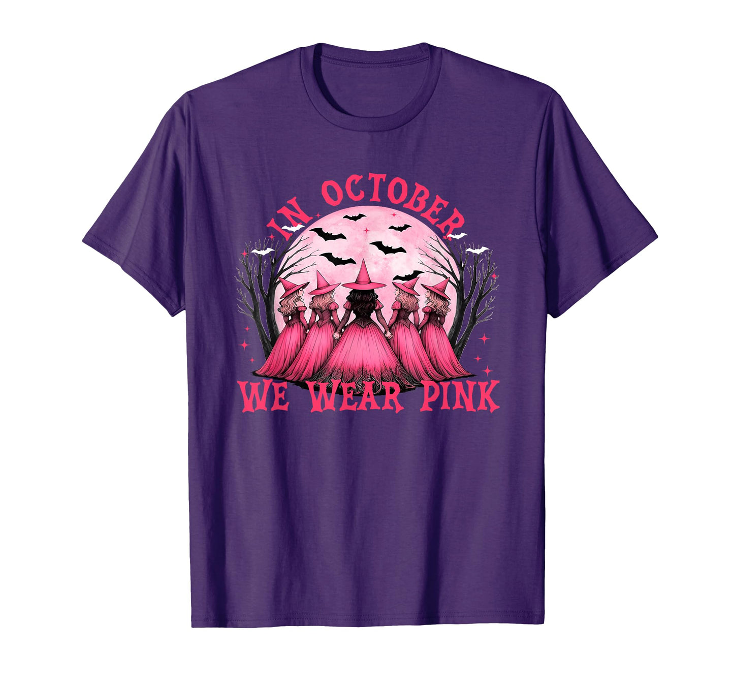 in October We Wear Pink, Pink Halloween Witch, Pink Ribbon T-Shirt