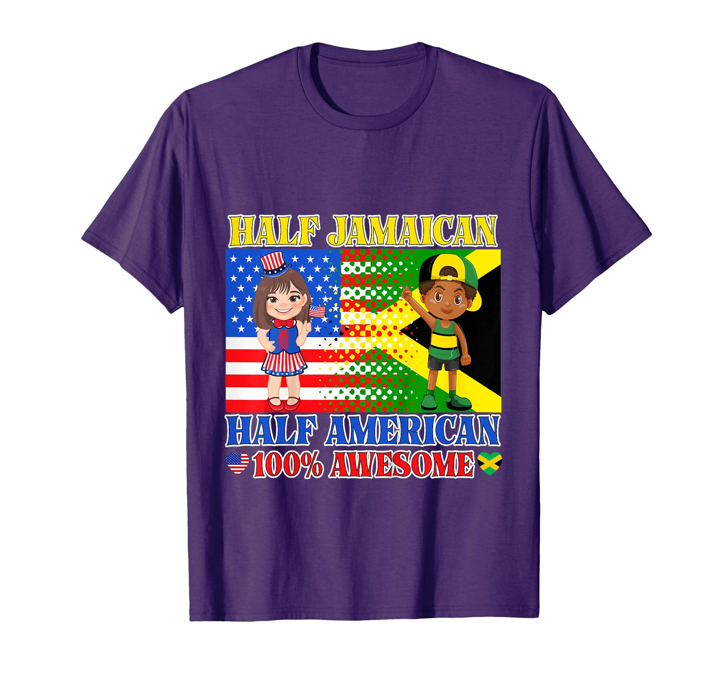 Half Jamaican Half American Toddler Jamaica US Flag Girl Boy T-Shirt
