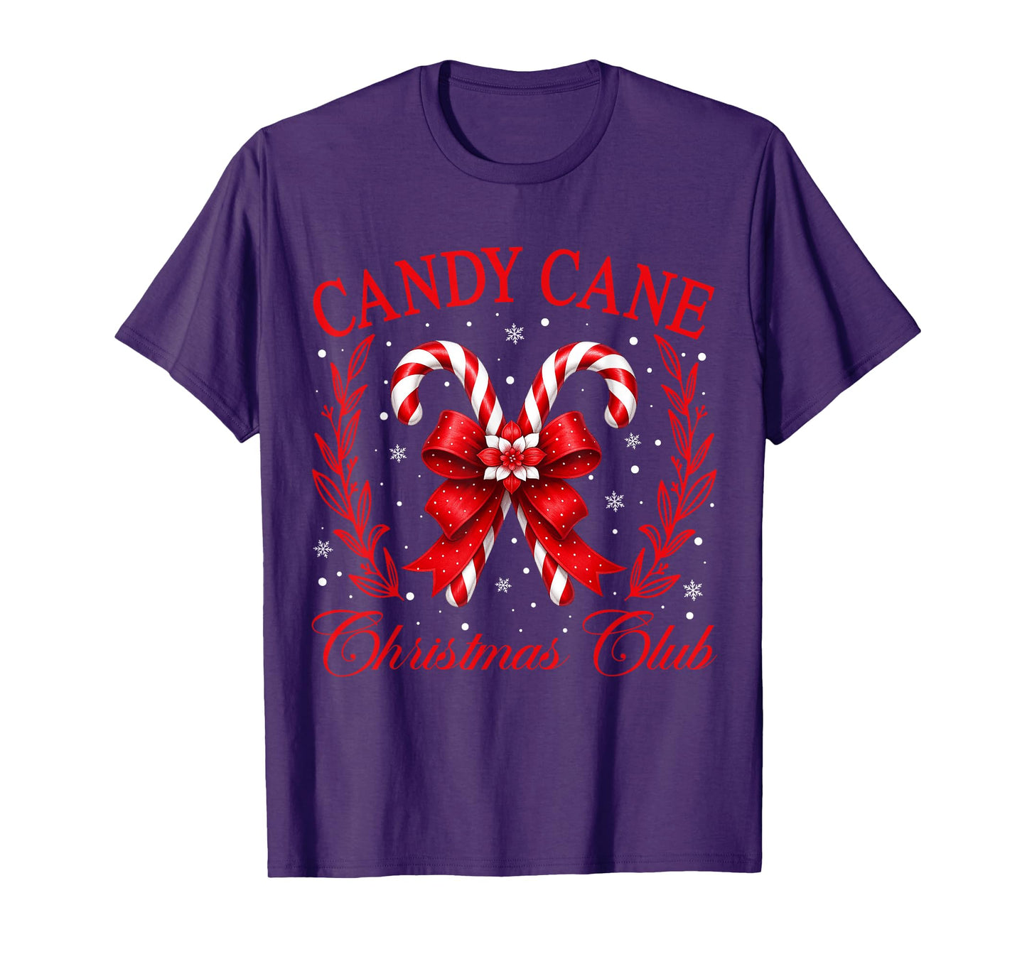 Cute Coquette Bow Candy Lovers Candy Cane Christmas Club T-Shirt