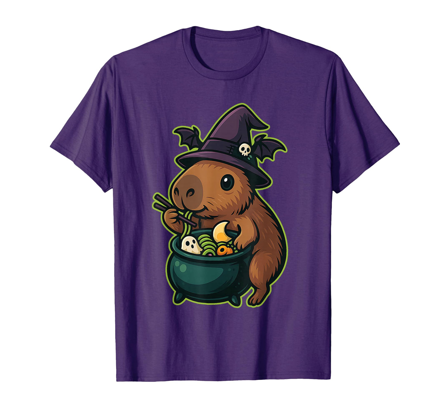 Witch Capybara Ramen Cauldron Kawaii Halloween T-Shirt