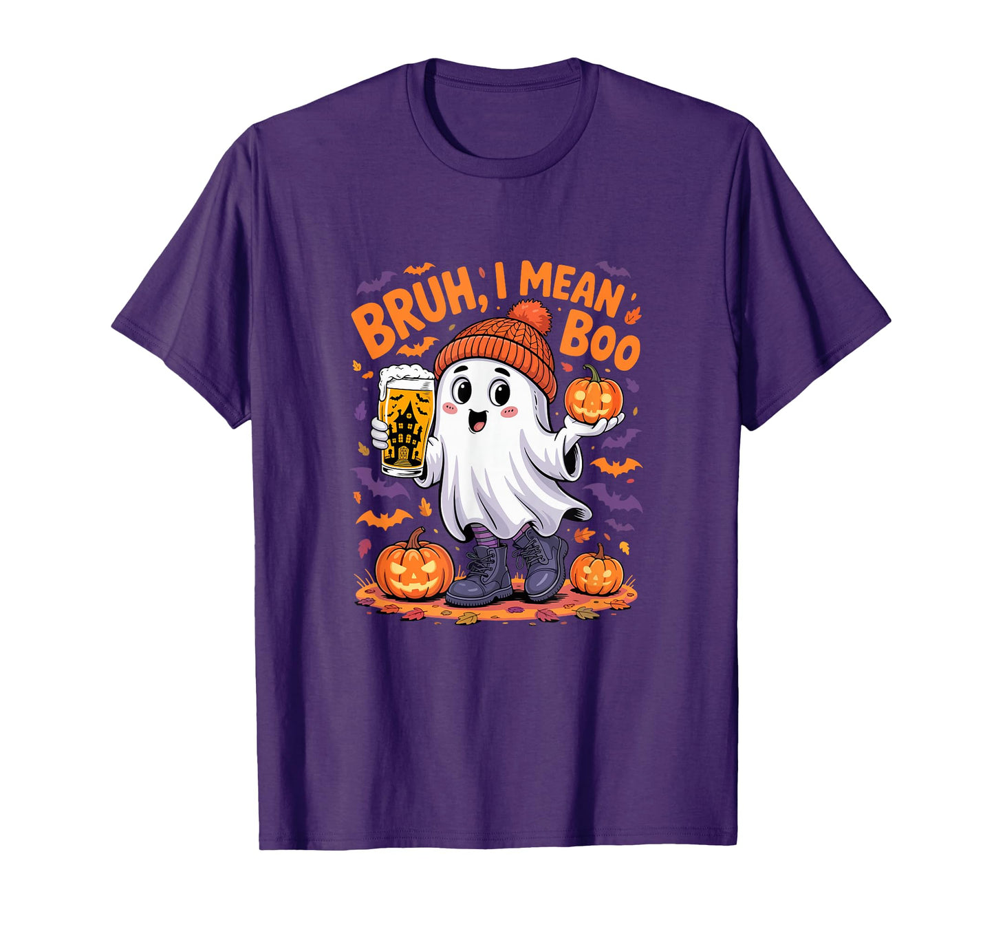 I Mean Boo Funny Joke Boo Ghost Drinking Beer Halloween T-Shirt
