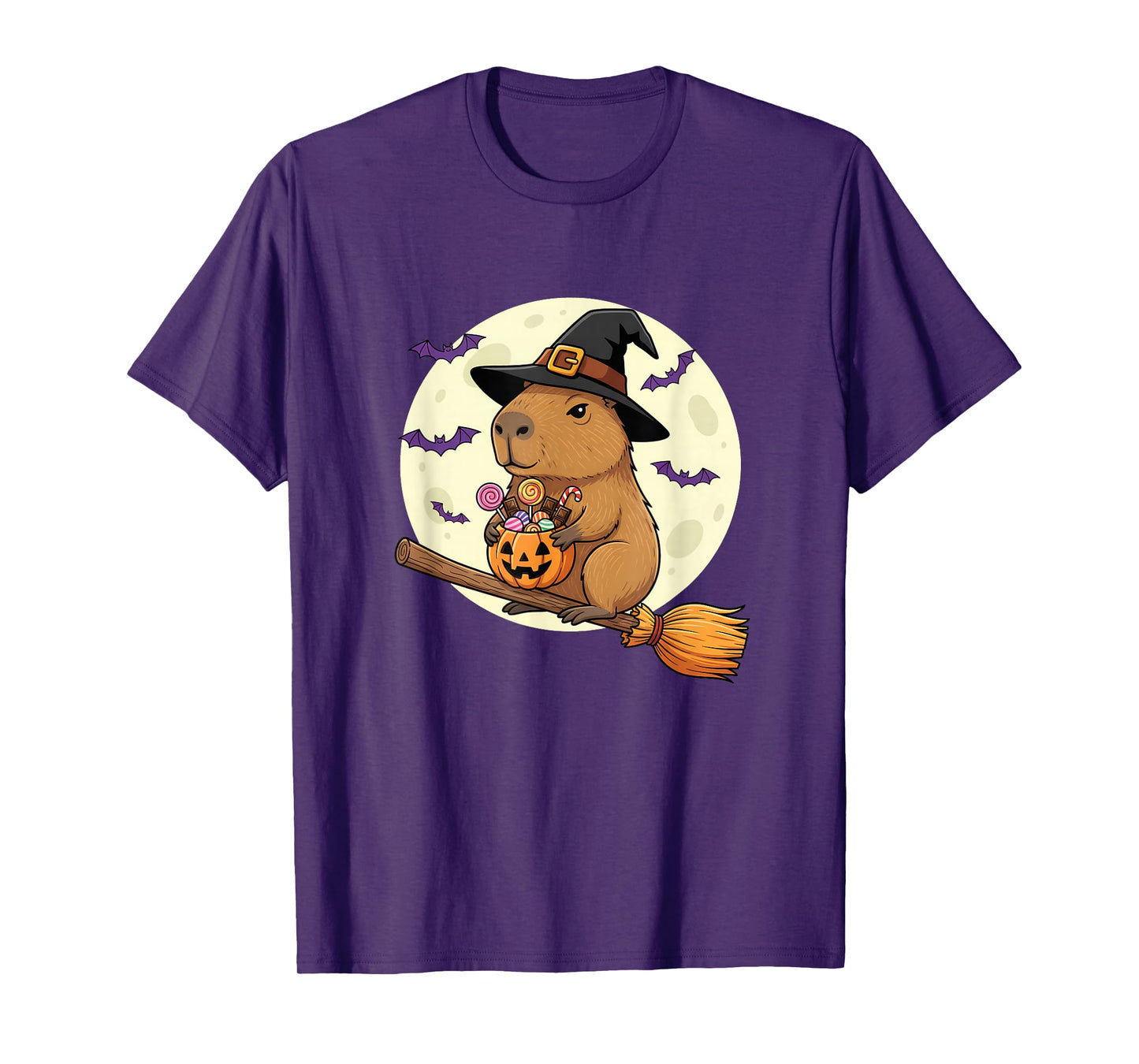 Capybara Pumpkin Hat Witch Funny Capybara Halloween Costume T-Shirt