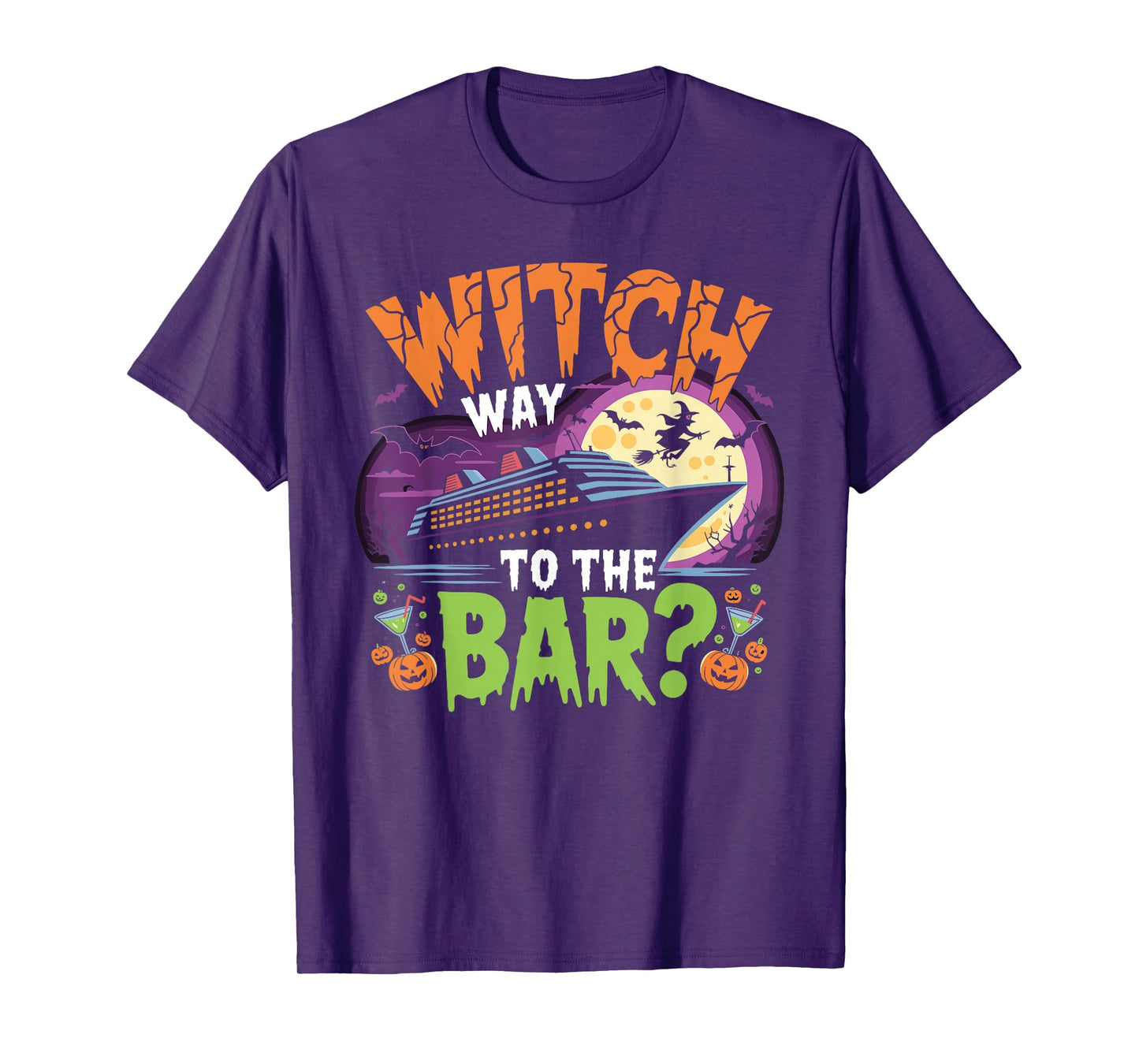 Witch Way to The Bar Funny Halloween Cruise T-Shirt