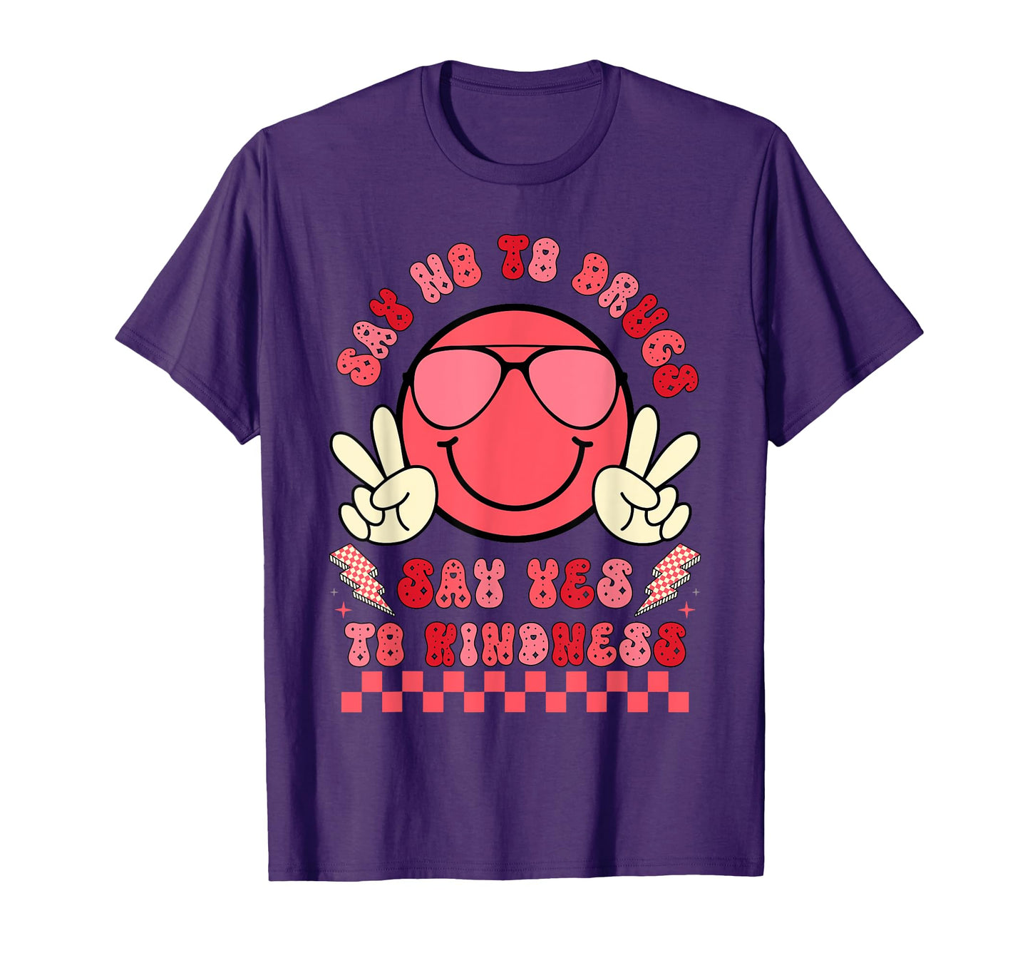 Say Not Drug-Free Say Yes To Kindness Red Ribbon Week Retro T-Shirt