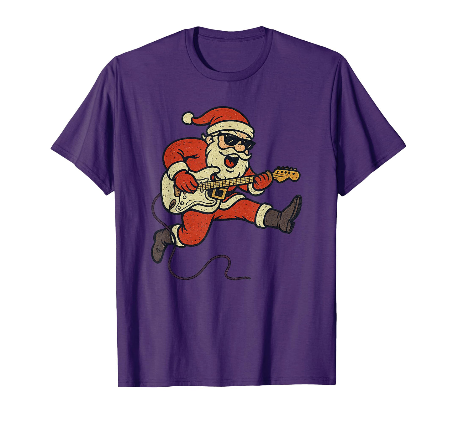 Santa Playing Rock Guitar Christmas Vintage Funny Xmas T-Shirt