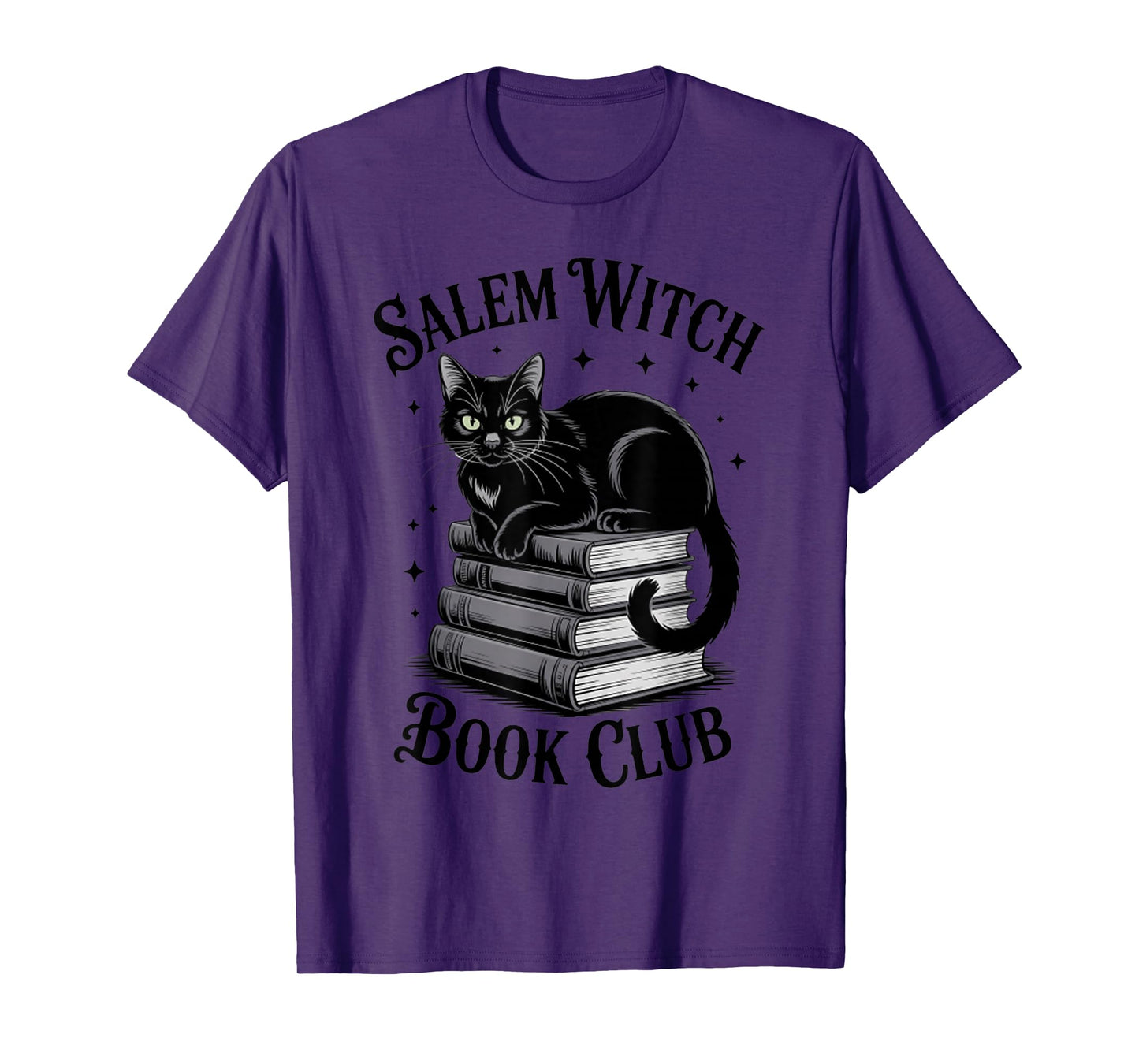 Salem Witch Book Club Bookish Halloween Black Cat Women T-Shirt