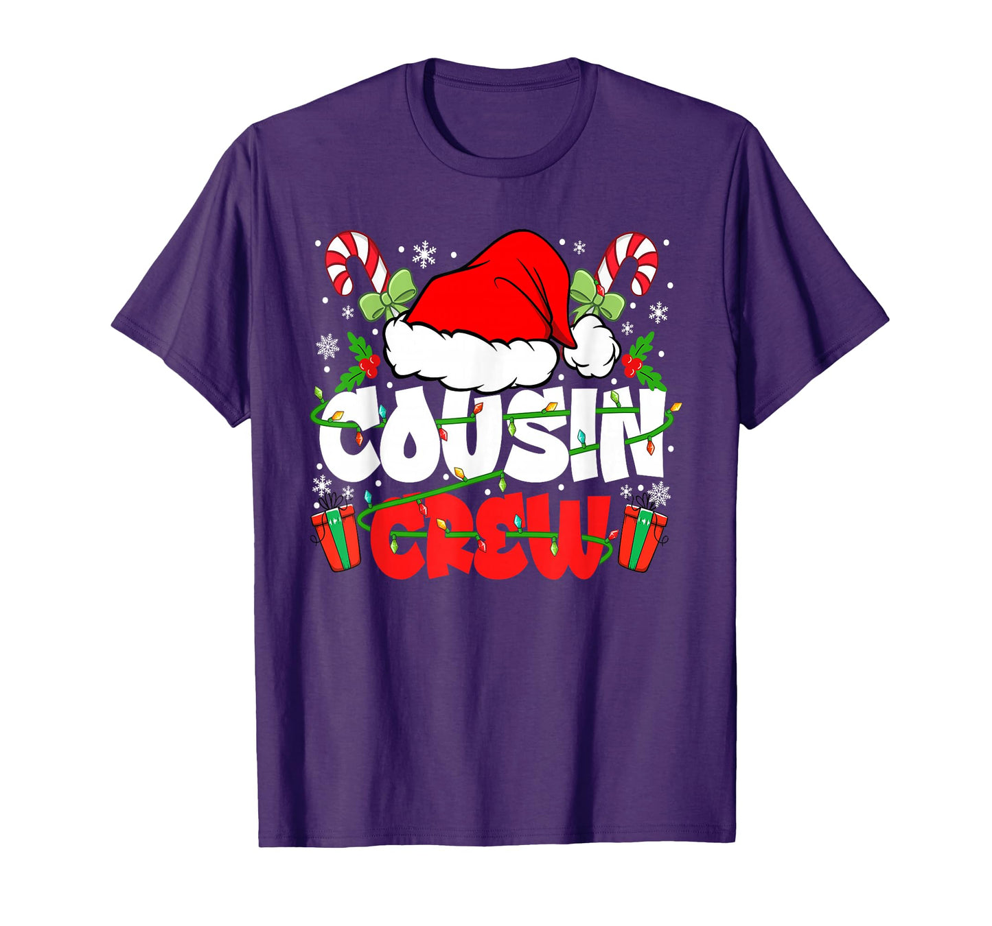 Cousin Crew Christmas Santa Hat Lights Xmas Men Boys Kids T-Shirt