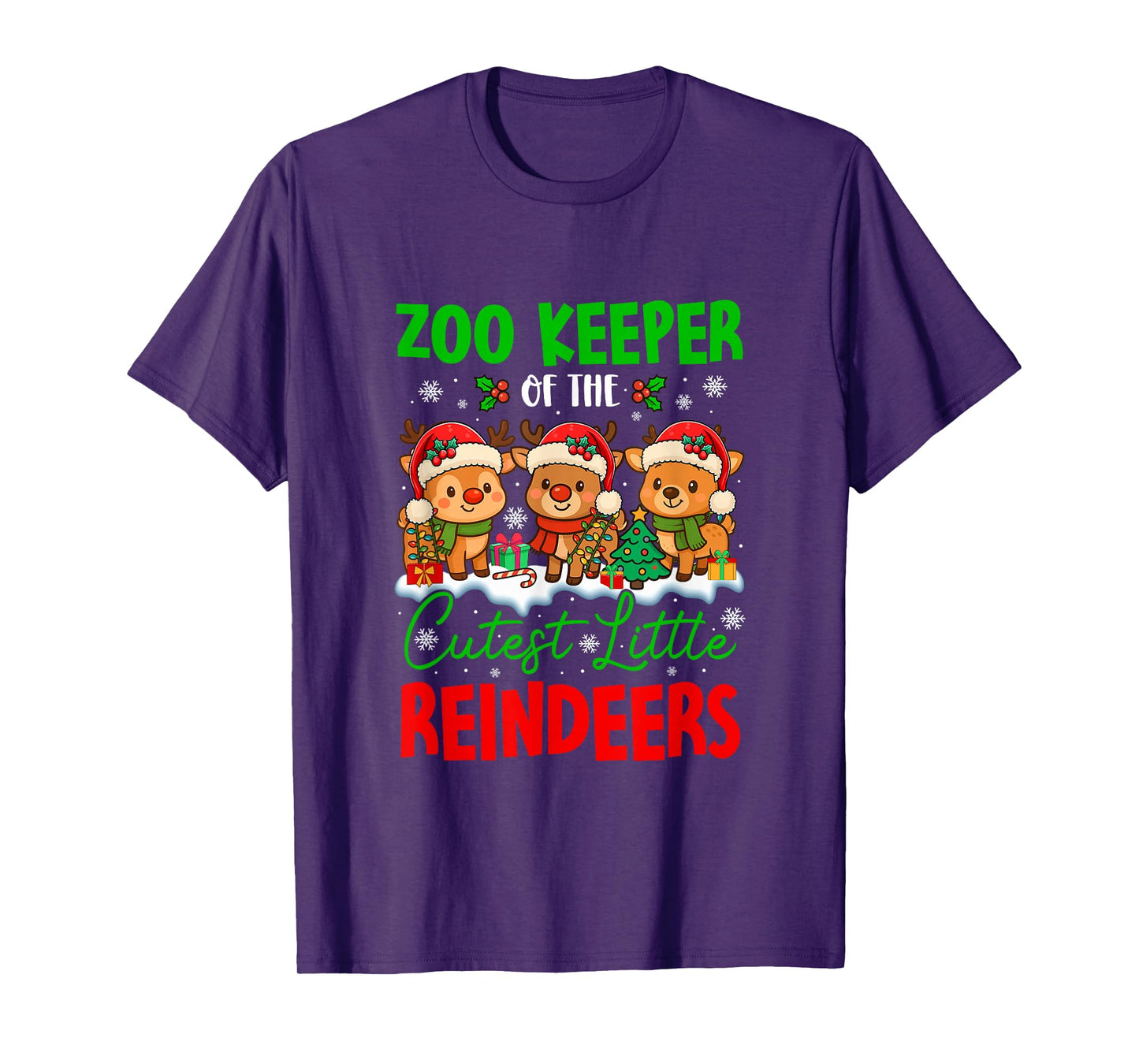 Zoo Keeper of Cutest Reindeers Xmas Three Santa Reindeers T-Shirt