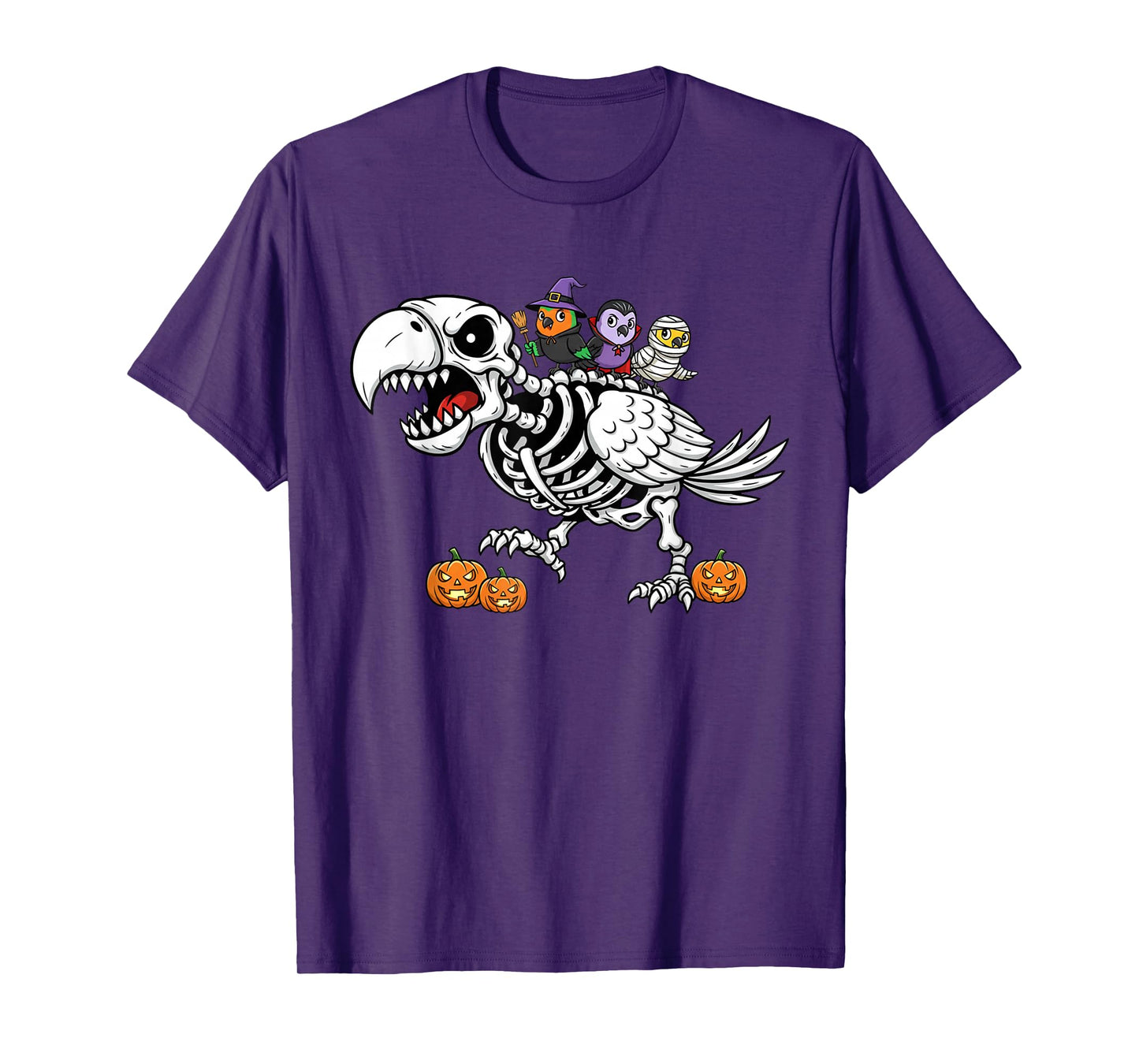 Funny Parrot Skeleton Mummy Witch Halloween Kids Mens Womens T-Shirt