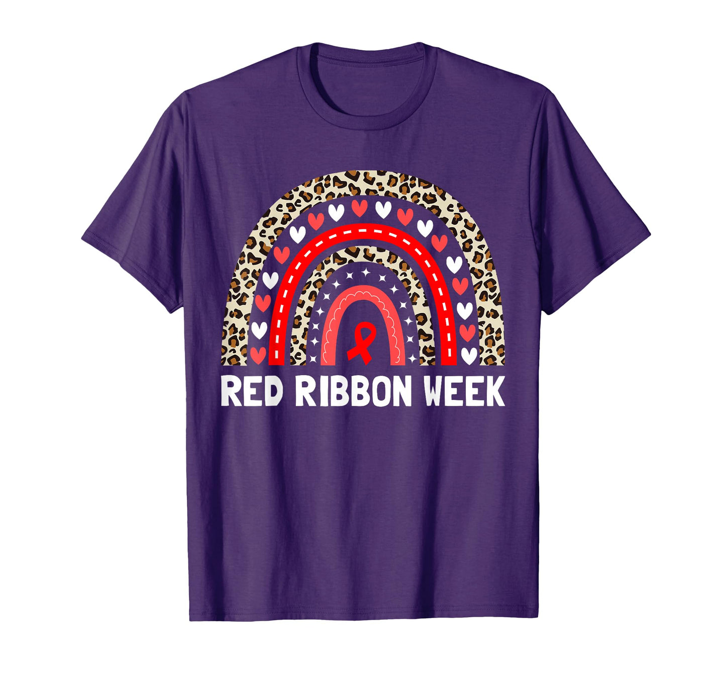 Red Ribbon Week Rainbow Men Women Kids Red Ribbon T-Shirt