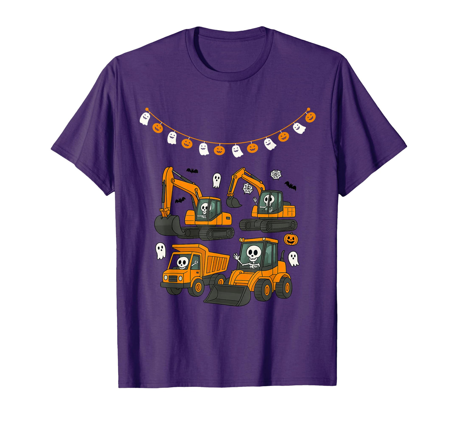 Spooky Construction Trucks Toddler Boys Halloween Costume T-Shirt
