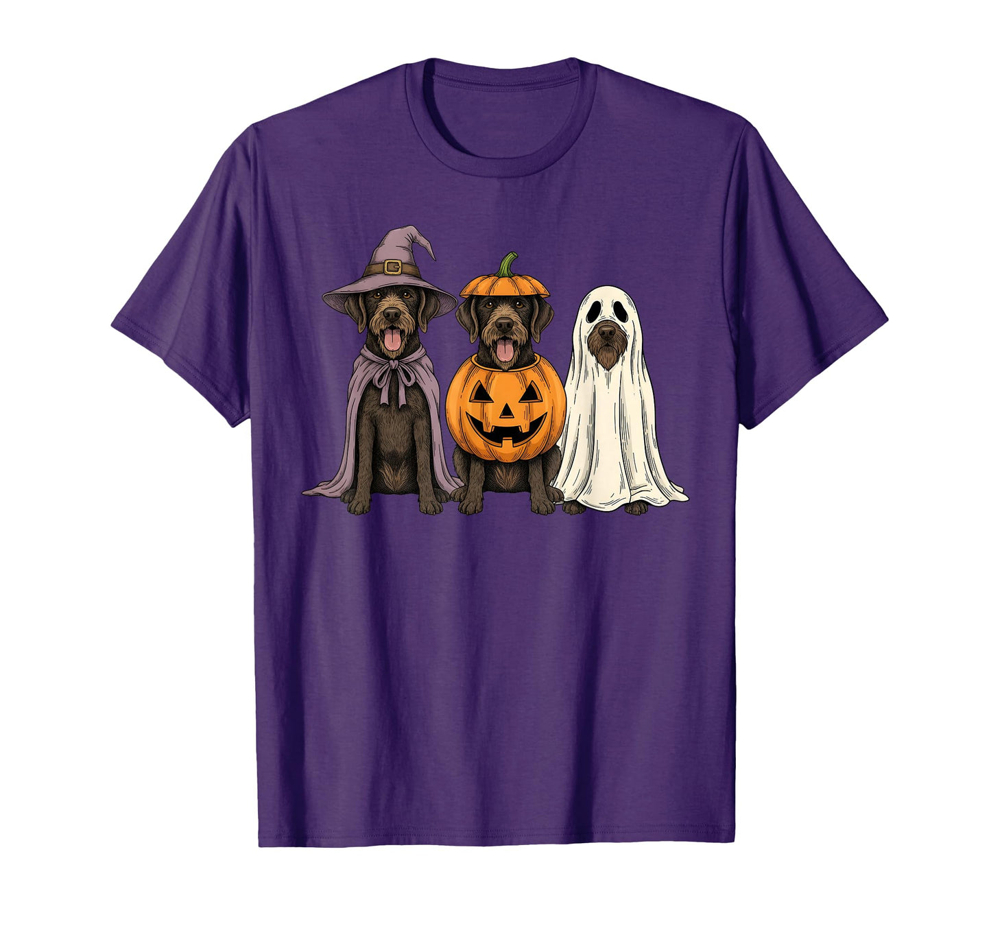 Spooky Ghost Wirehaired Pointing Griffon Pumpkin Halloween T-Shirt