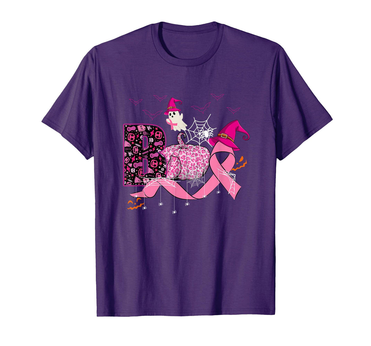 Boo Halloween Pink Ribbon Breast Cancer Awareness Pumpkin T-Shirt