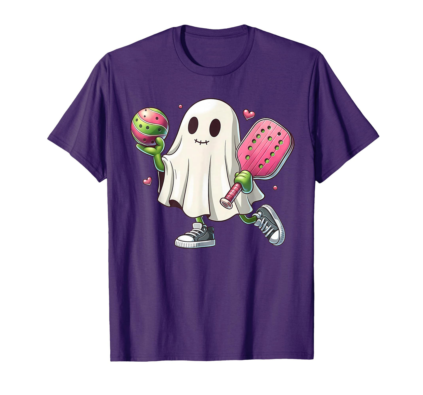 Pickleball Lover Pun with a Pickle Playing Ghost Halloween T-Shirt