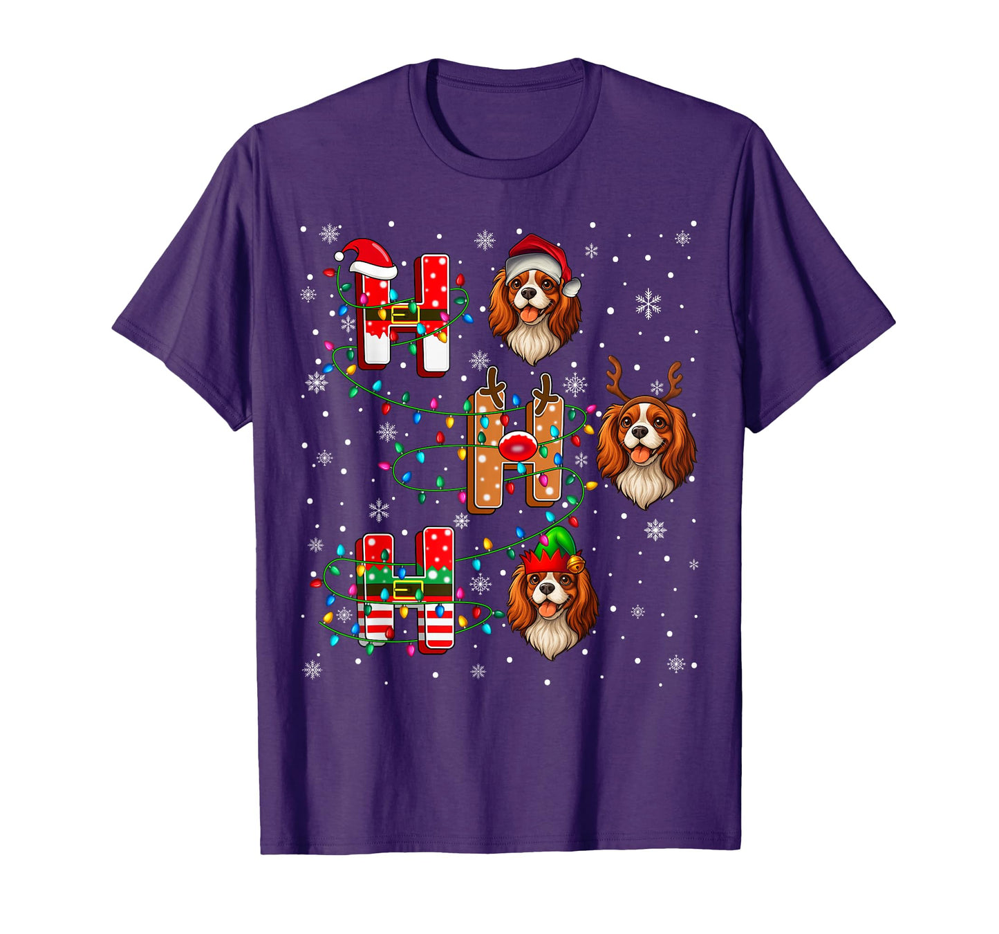 Ho Ho Ho Santa Elf Cavalier King Charles Spaniel Dog Xmas T-Shirt