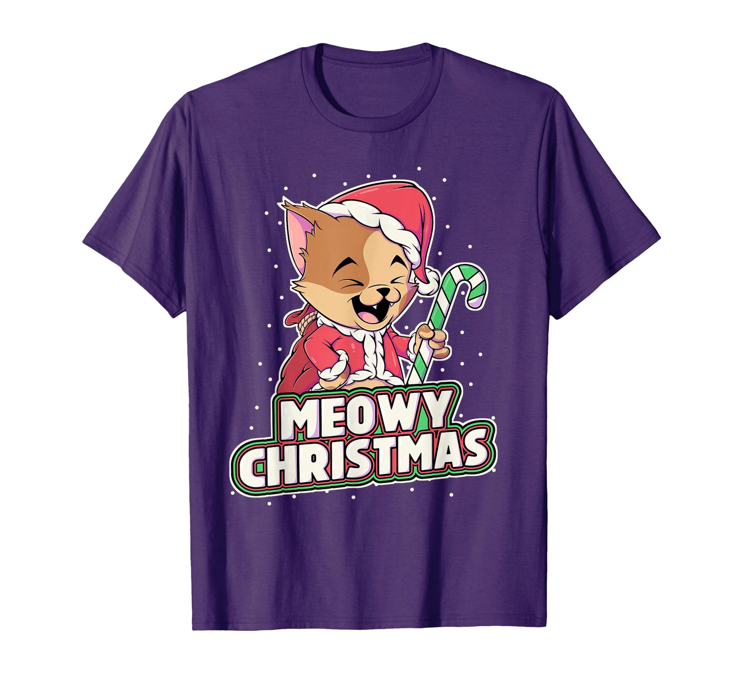 Meowy Christmas Alley Cat Lovers Santa Cat Xmas Candy Cane T-Shirt