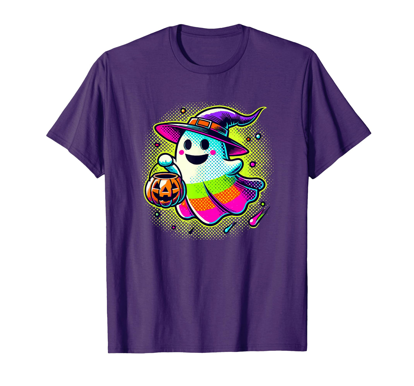 Paint Art Halloween Trick Or Treat Witch Ghost T-Shirt