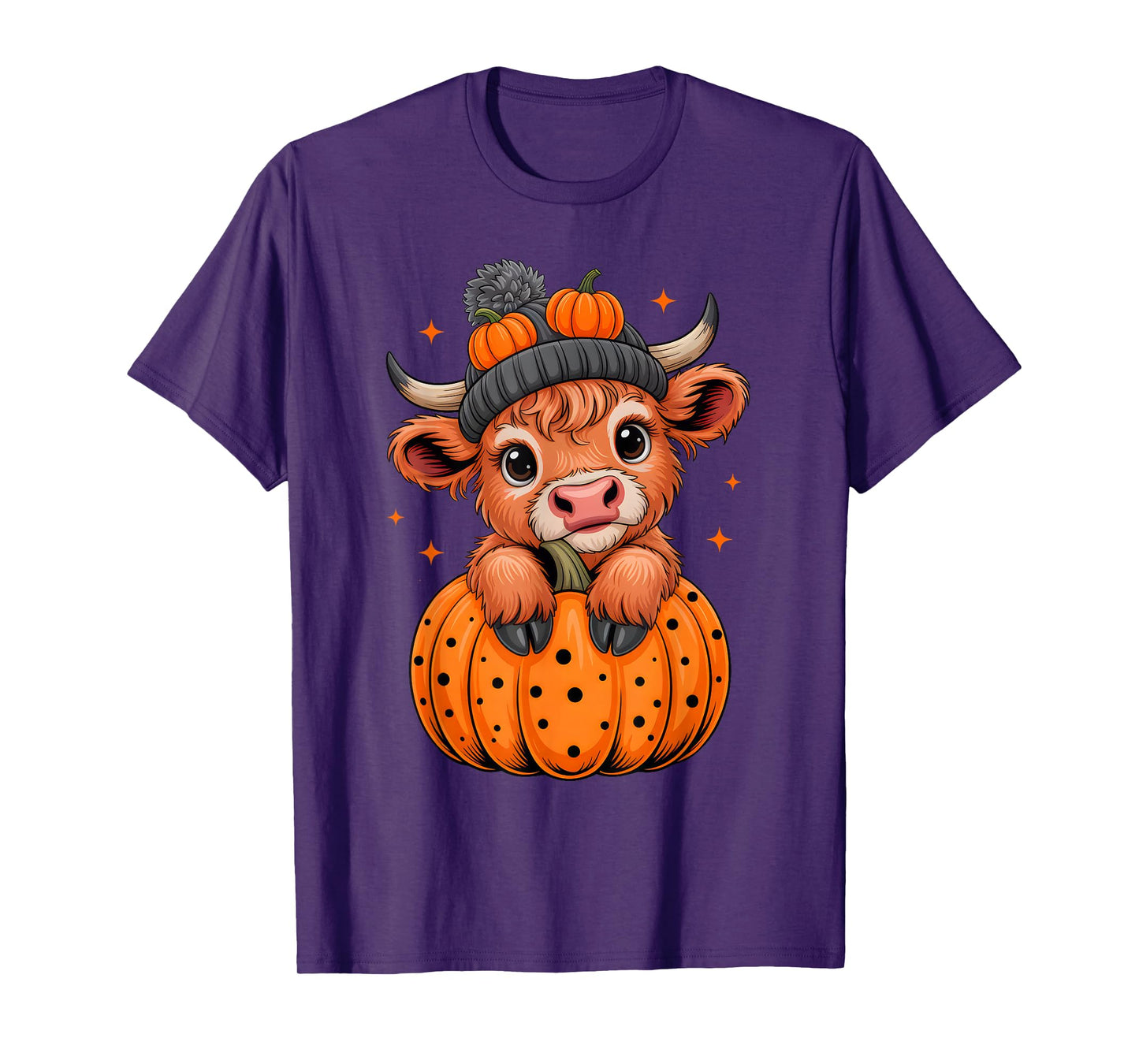 Highland Cow Pumpkin Autumn Halloween Costume Men Women Kids T-Shirt