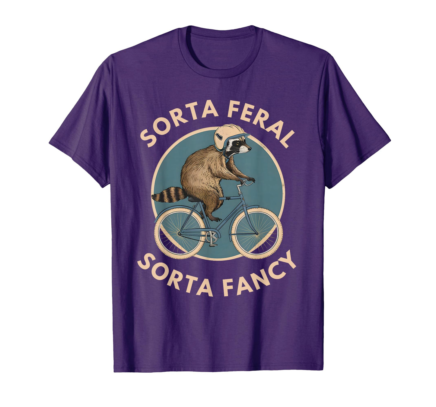 Raccoon Bicycle Riding Vintage Animal Funny Feral Cyclist T-Shirt