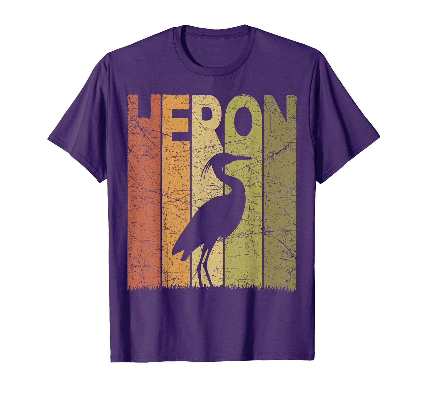 Heron Vintage Birdwatching Heron Retro Ornithology Birding T-Shirt