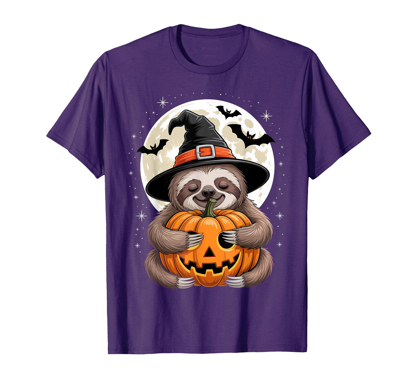 Halloween Sloth Witch Hat Pumpkin Spooky T-Shirt