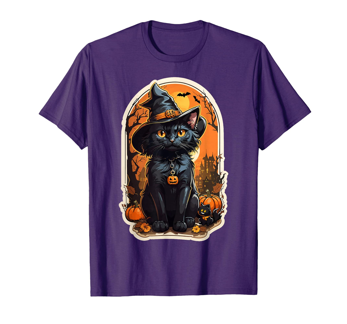 Halloween Cat Retro Cat Halloween Pumpkin Vintage T-Shirt