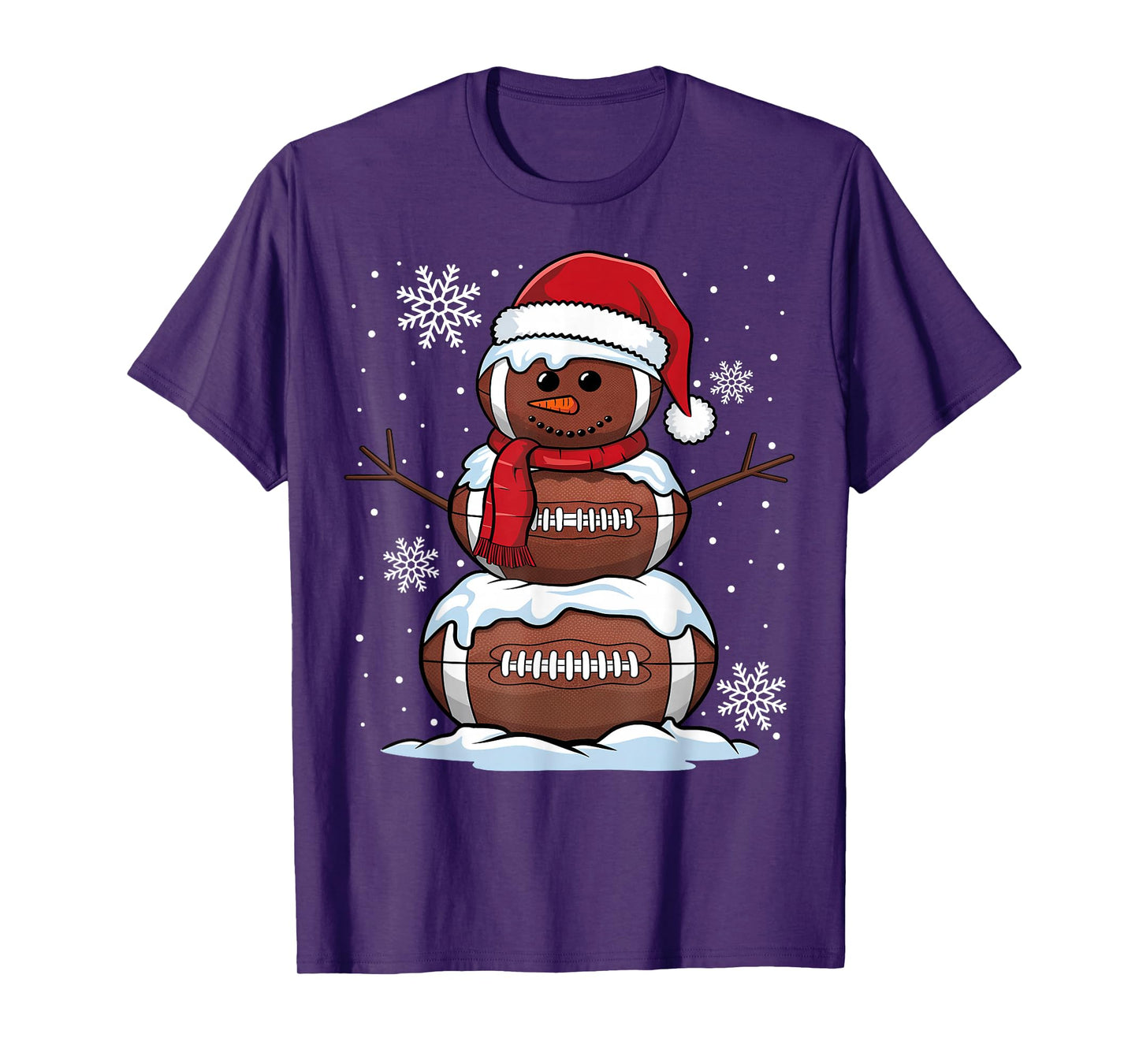 Merry Christmas Football Snowman Holiday Sports Xmas Pajamas T-Shirt