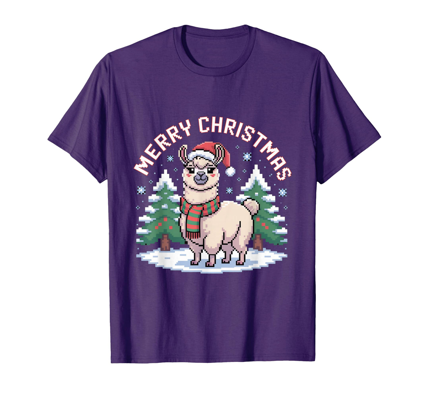 Merry Christmas Llama Pixel Art Ugly Sweater Style Holiday T-Shirt