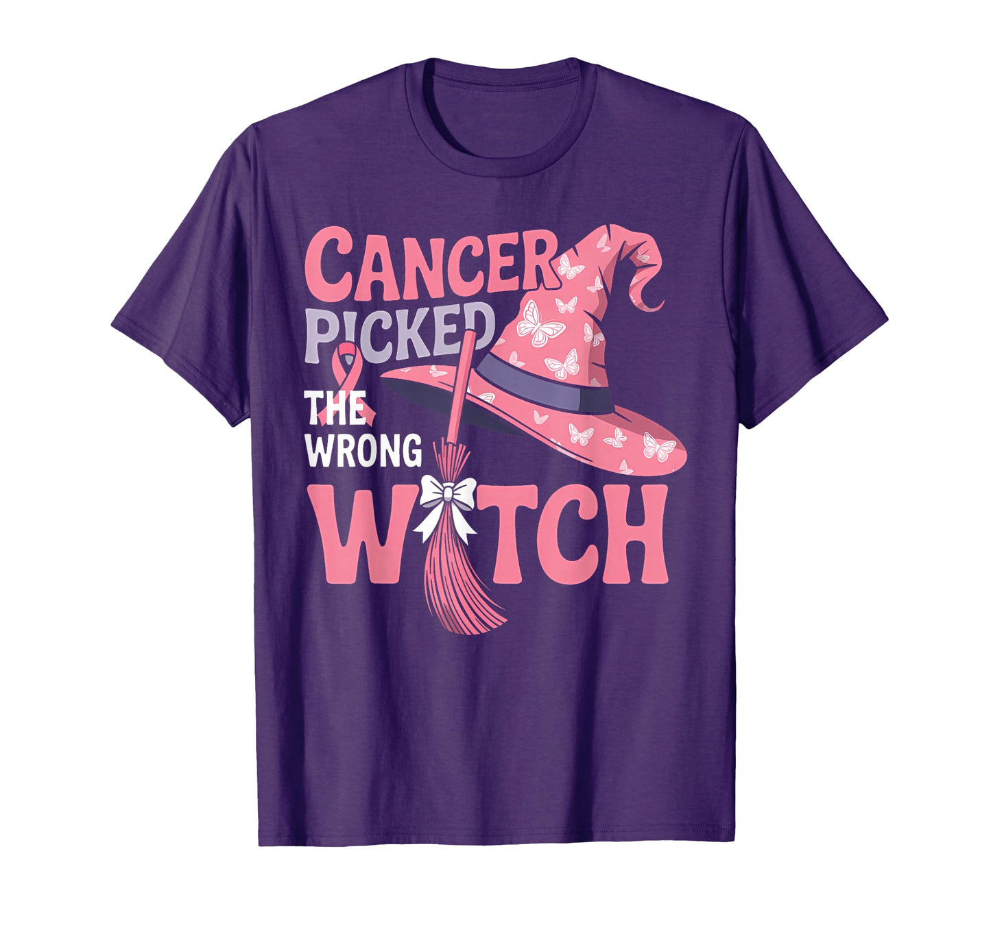 Cancer Picked The Wrong Witch Breast Cancer Halloween T-Shirt