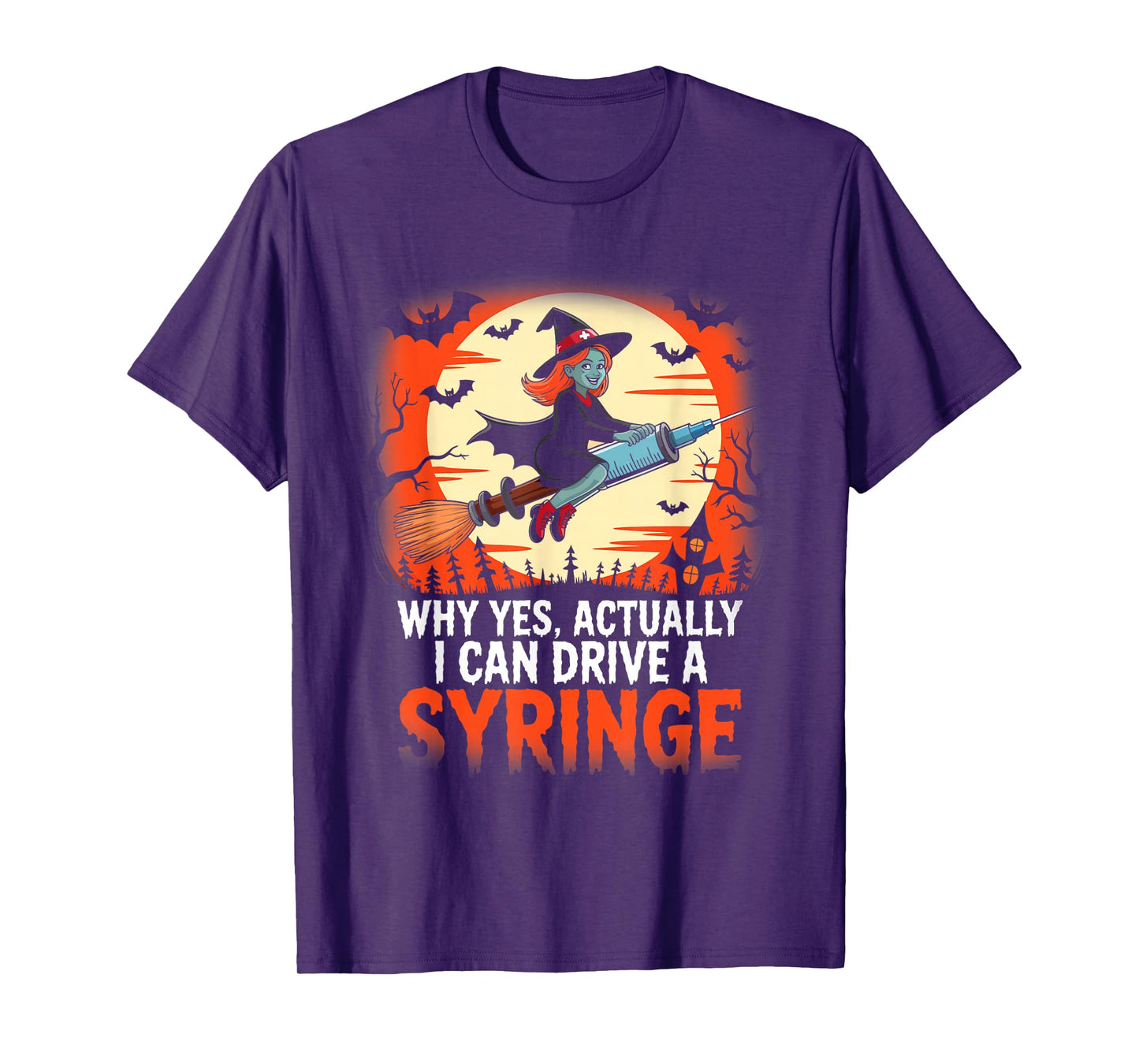 Funny Nurse Witch Halloween Syringe Costume Spooky Cute Tee T-Shirt