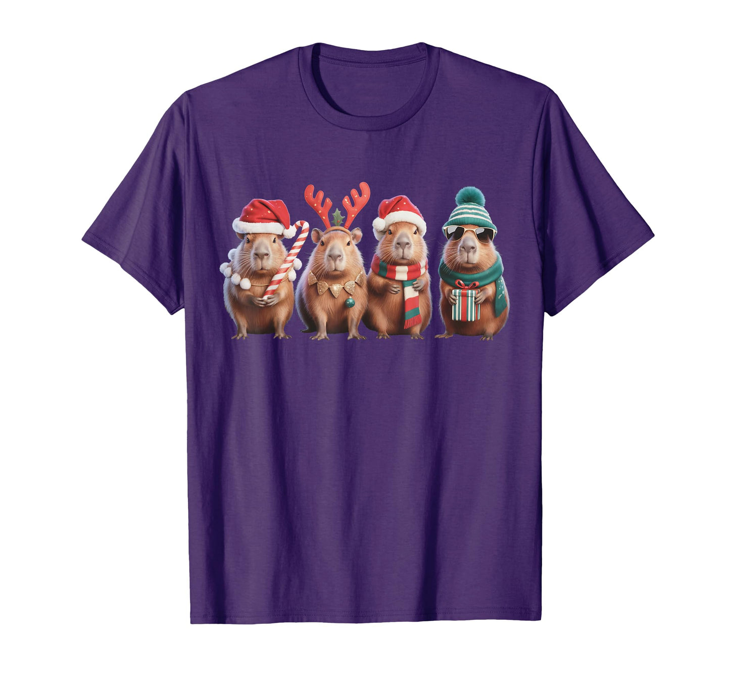 Christmas Lights Capybara Xmas Santa Capybara Men Women Kids T-Shirt