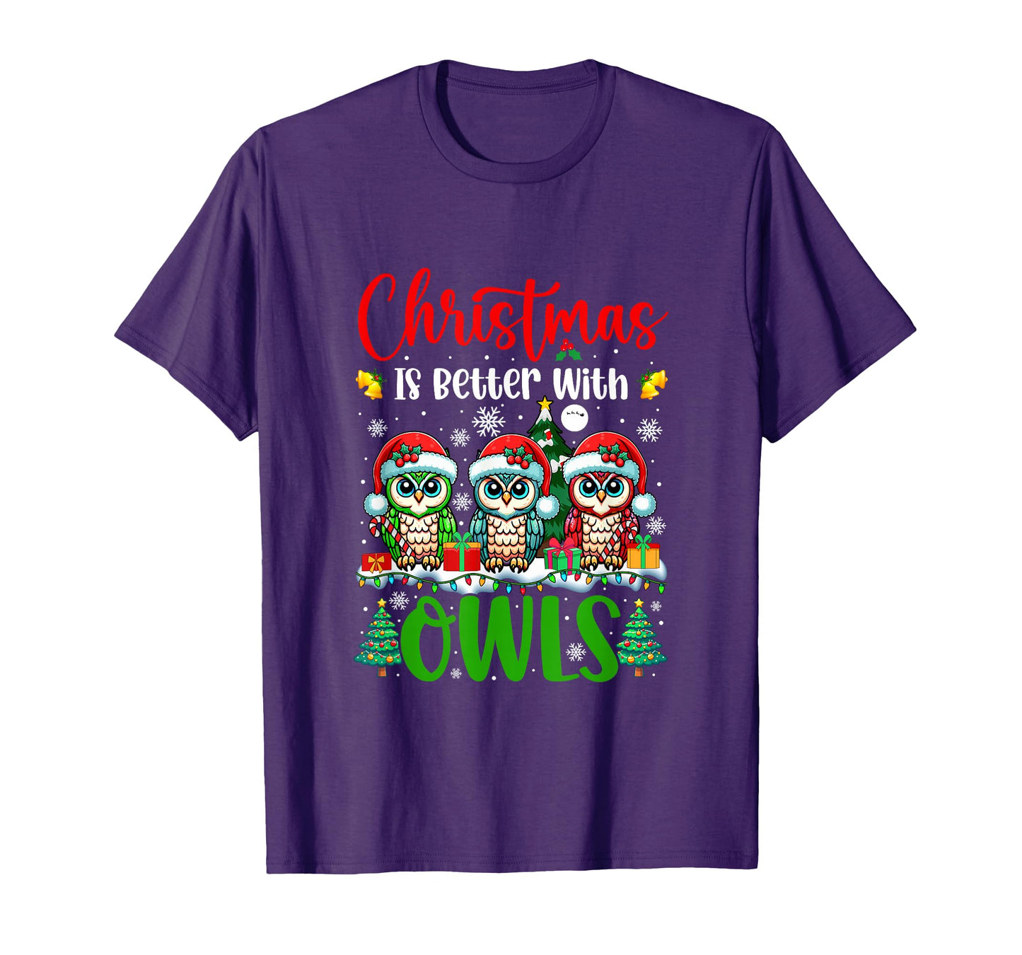 Xmas is Better Funny Joke Owls Lover Christmas Tree T-Shirt