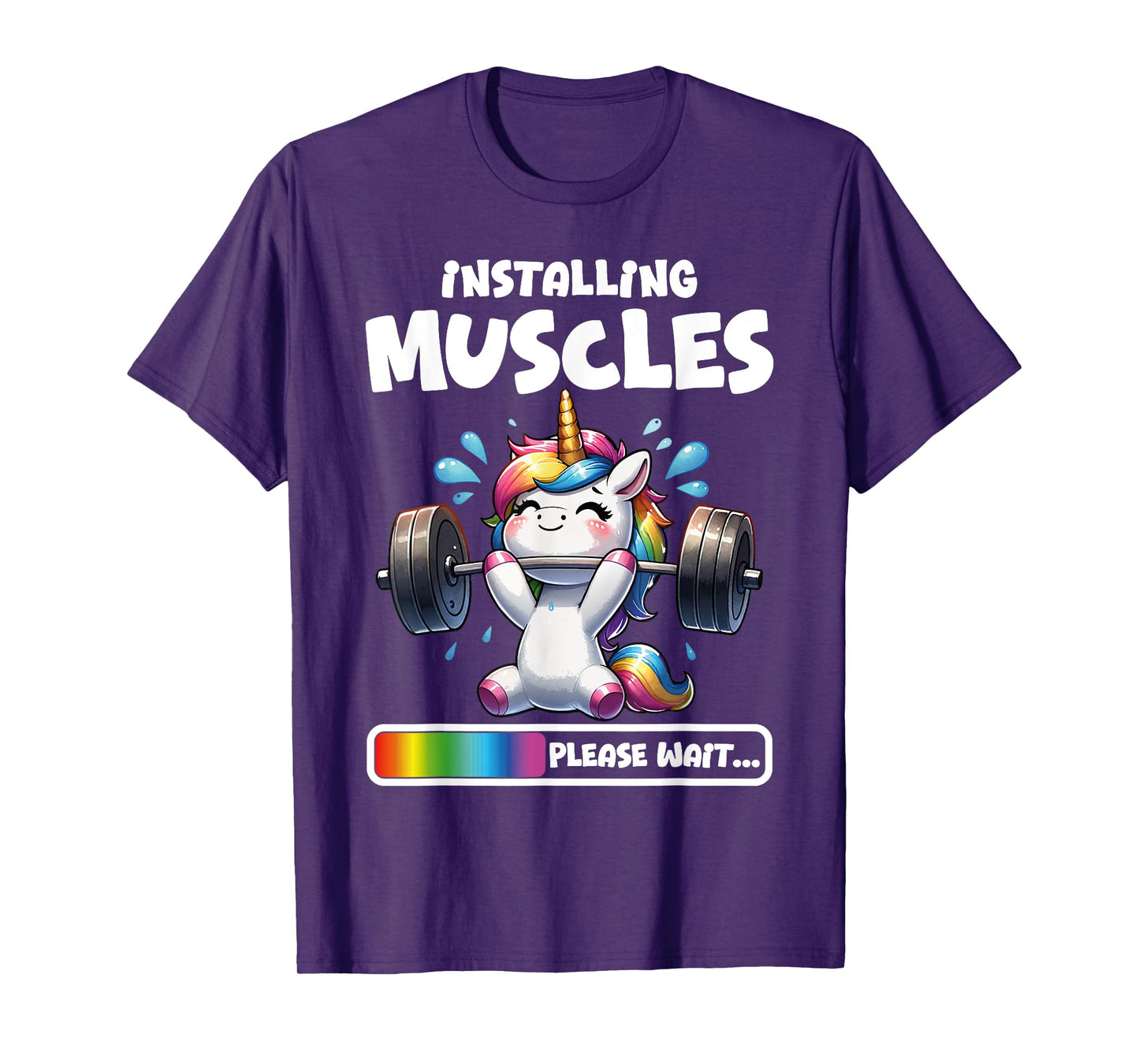 Funny Unicorn Workout Gym Fitness Weightlifting Cute Unicorn T-Shirt