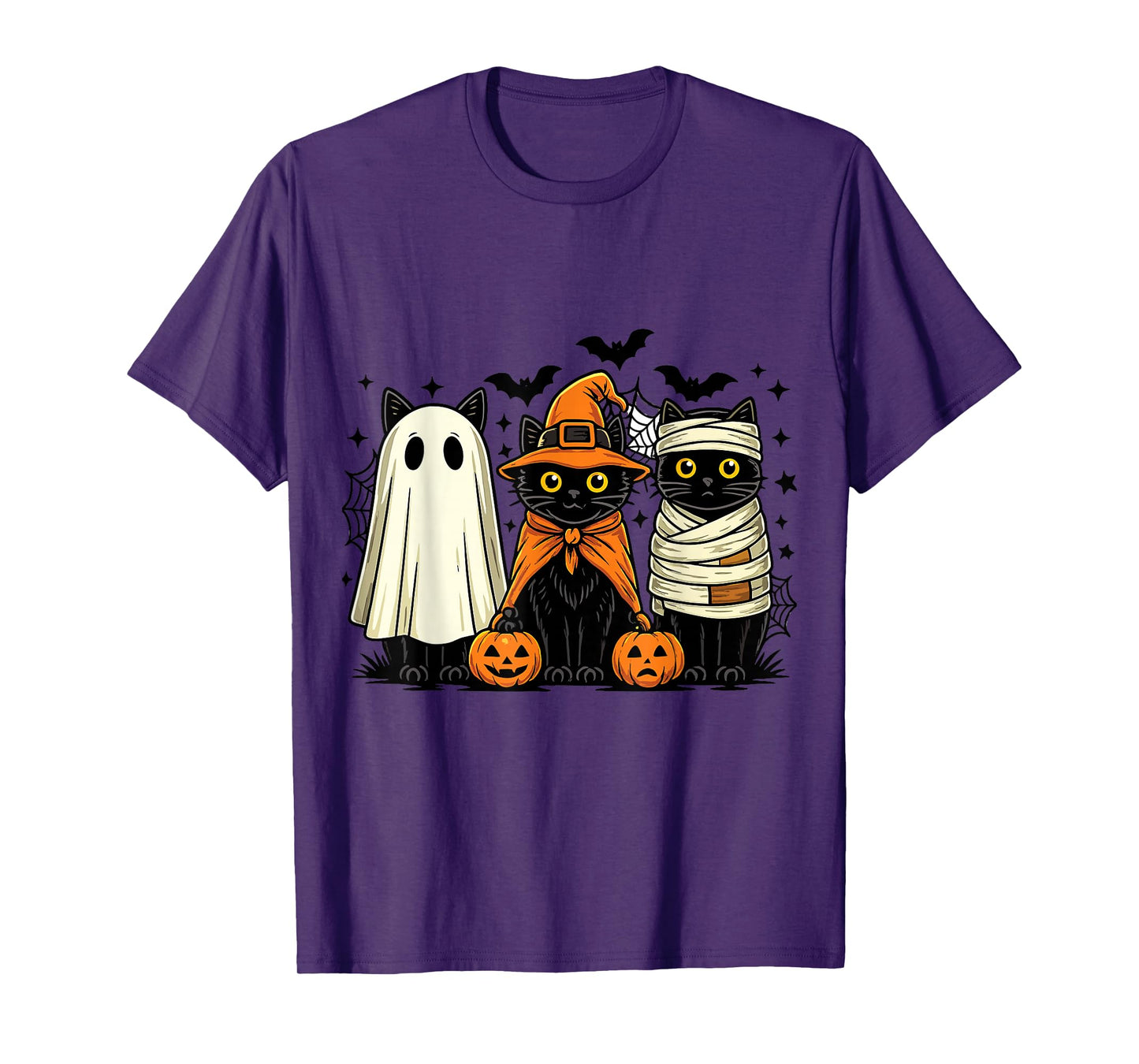 Retro Black Cat Witch Pumpkin Halloween Costume Shirt T-Shirt
