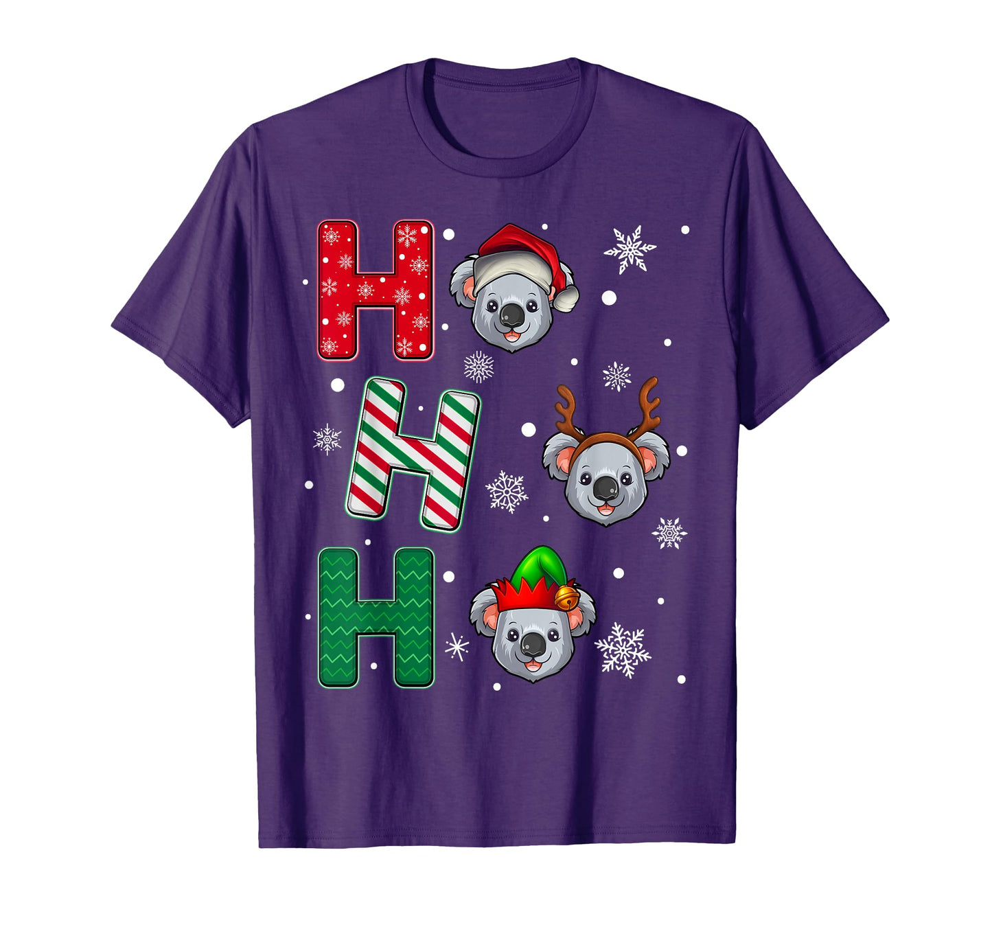 Ho Ho Ho Koala Animal Matching Santa Elf Xmas T-Shirt