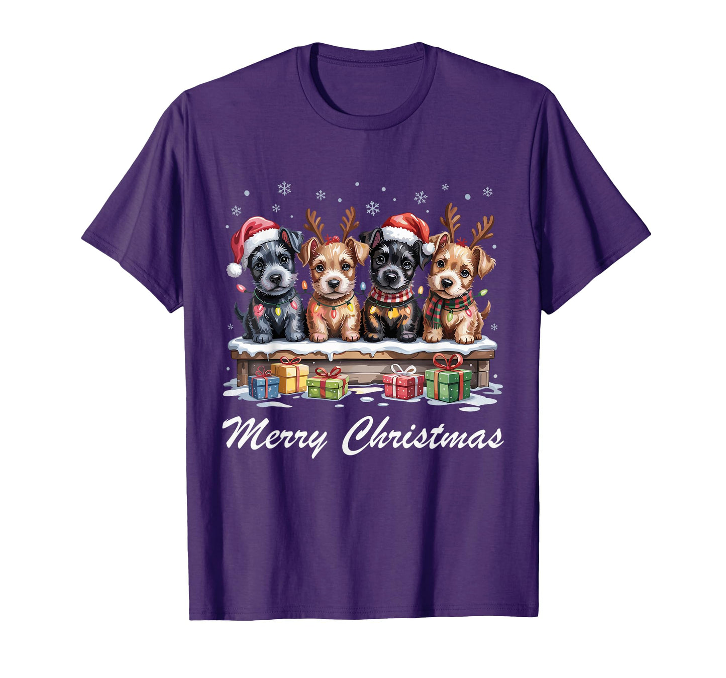 Scottish Terrier Merry Christmas Scottie Dog Lovers Holiday T-Shirt