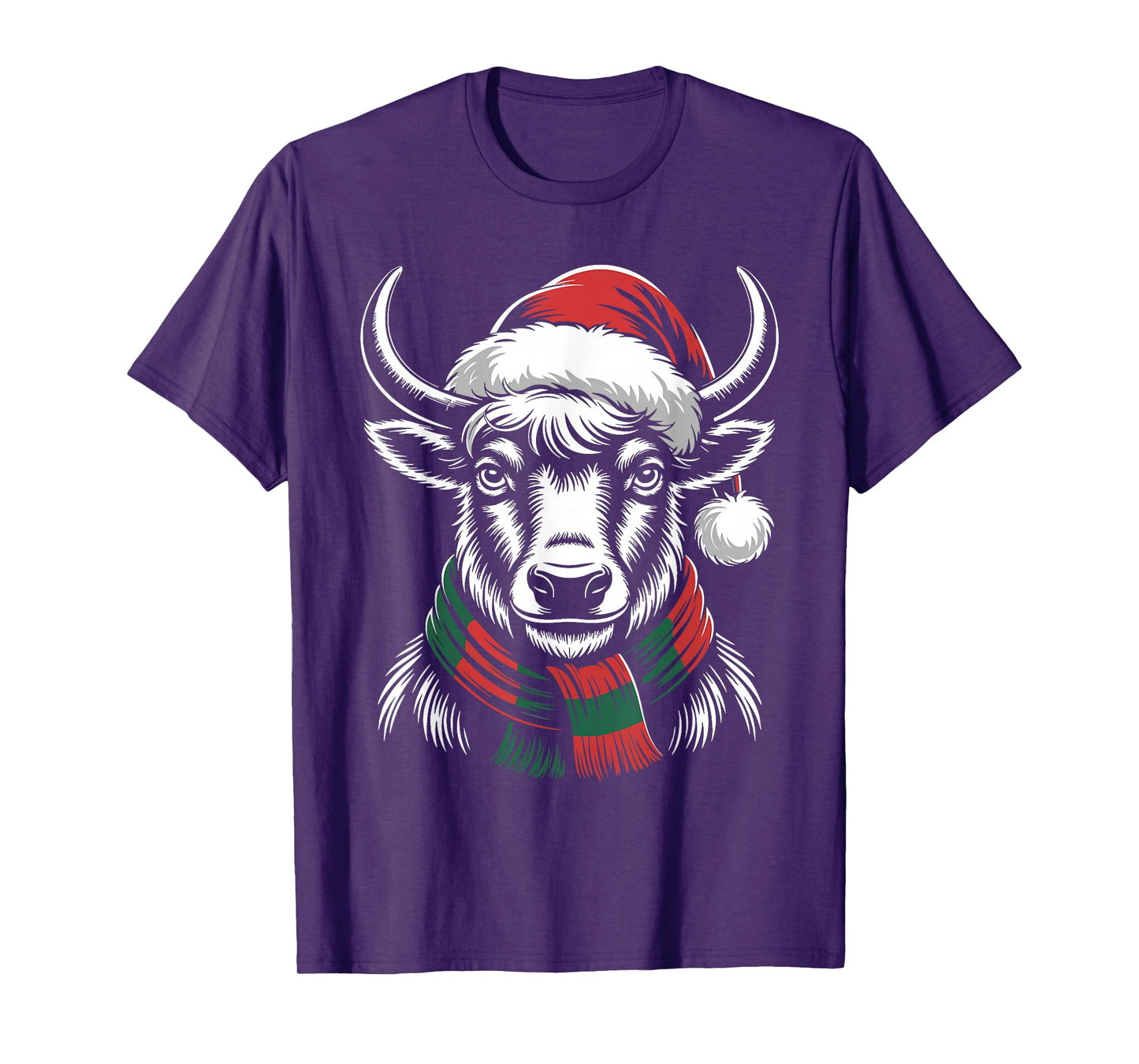 Yak Xmas Santa Hat Scarf Christmas Costume T-Shirt
